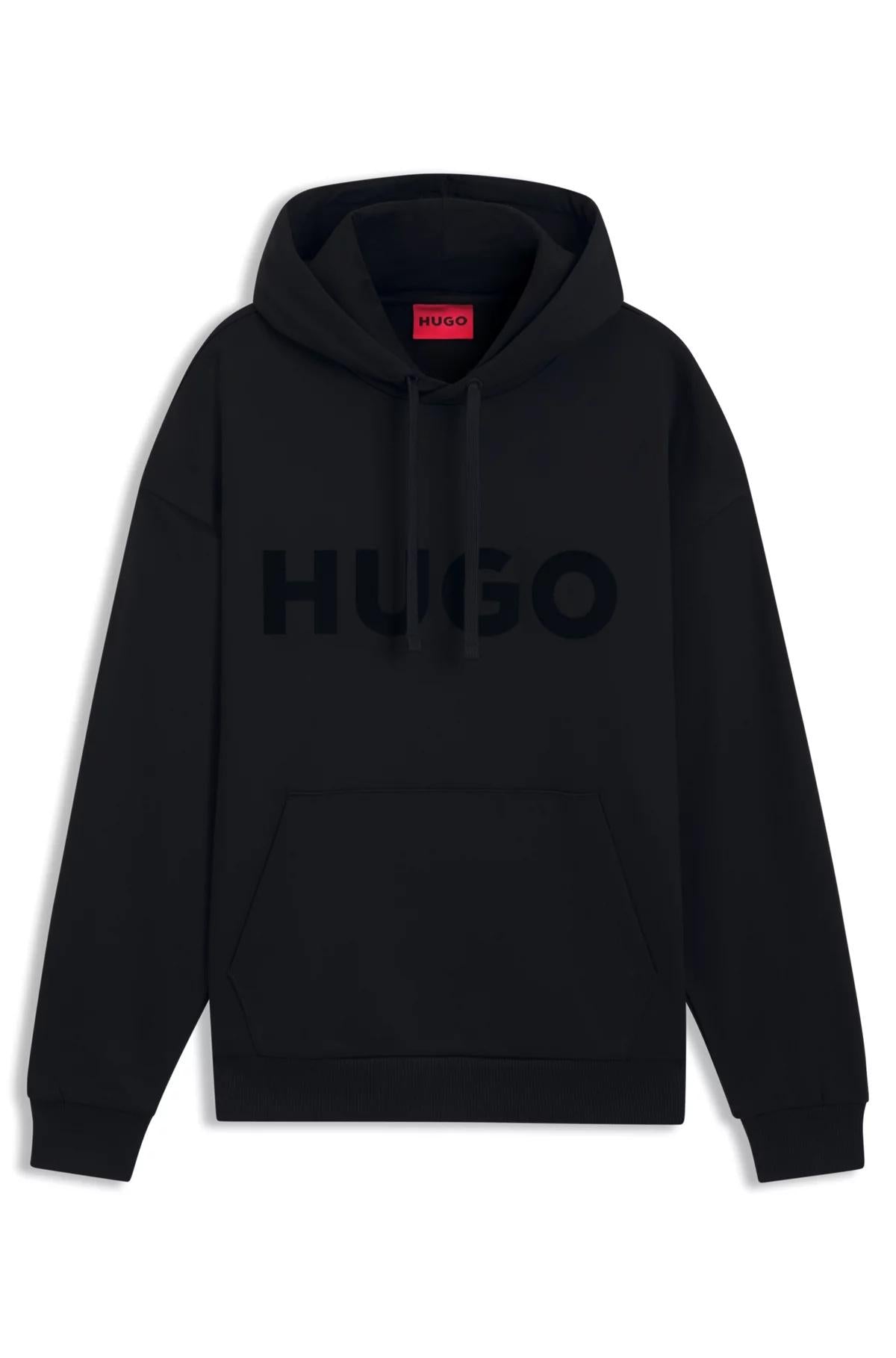 Felpa con cappuccio oversize in terry di cotone con logo tono su tono 50529090 001 HUGO 
