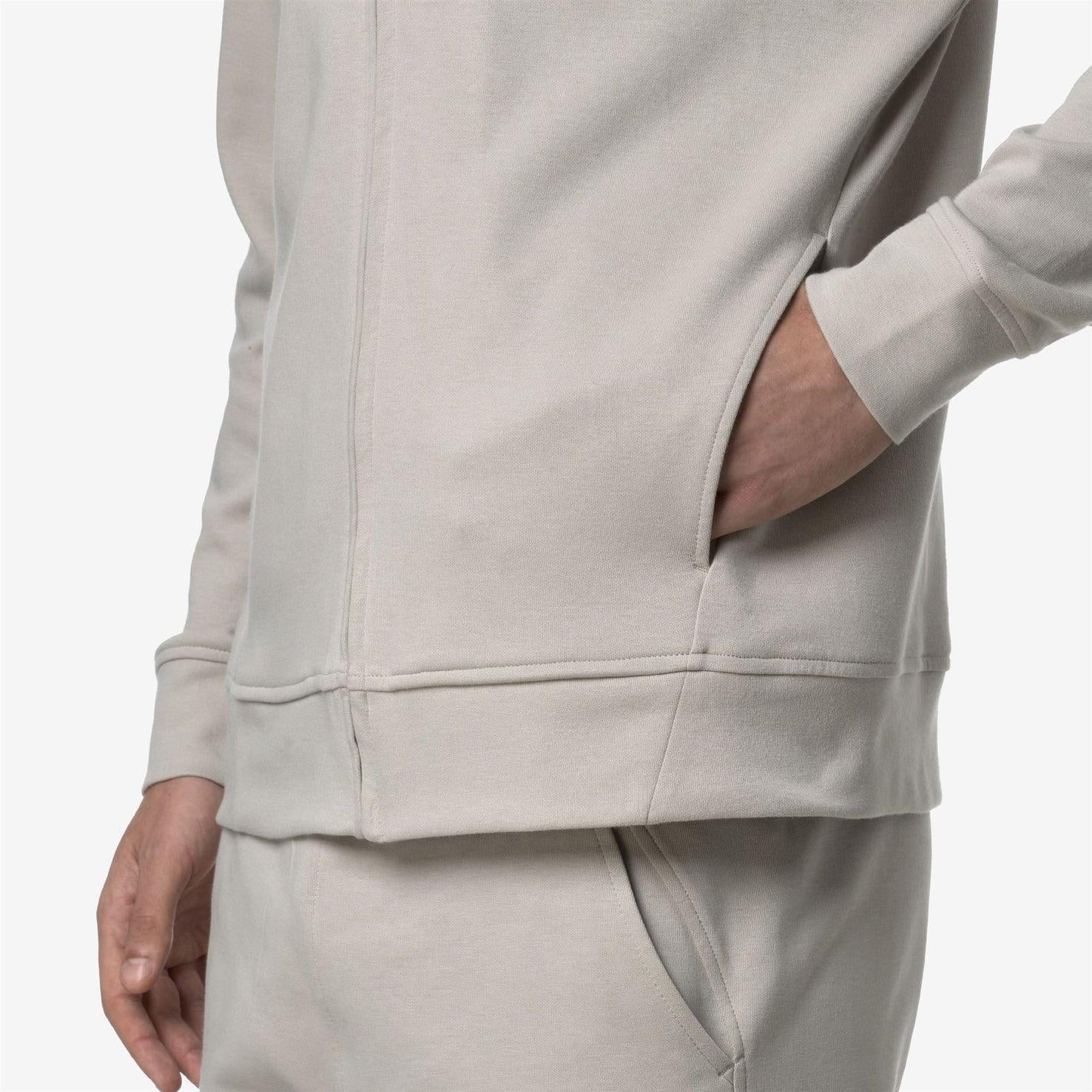 Giacca in pile athleisure da uomo beige con cappuccio K31367W 634 K-WAY 