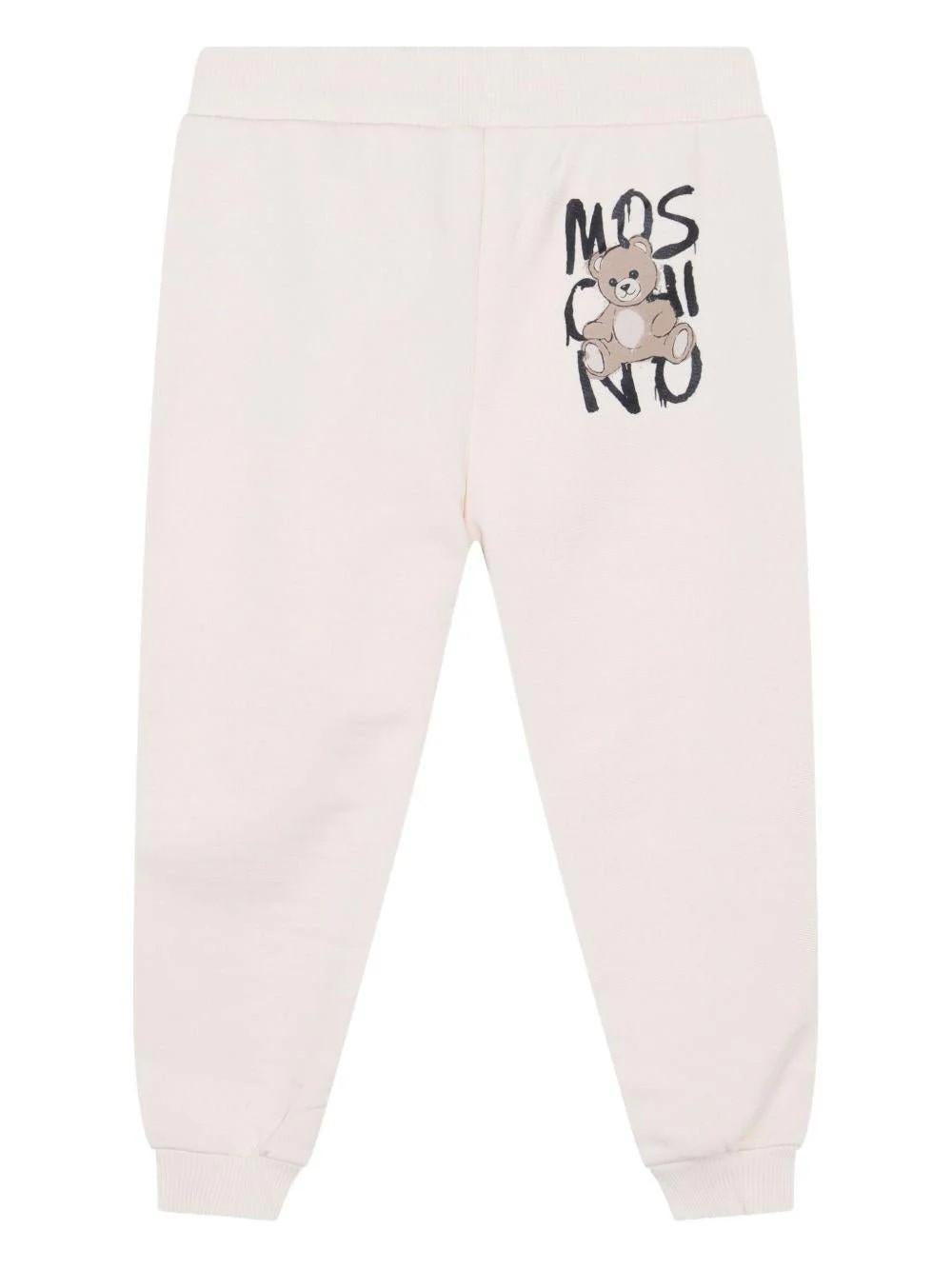 Pantaloni sportivi con stampa Teddy Bear HUP08LLCA77 10123A MOSCHINO KID 