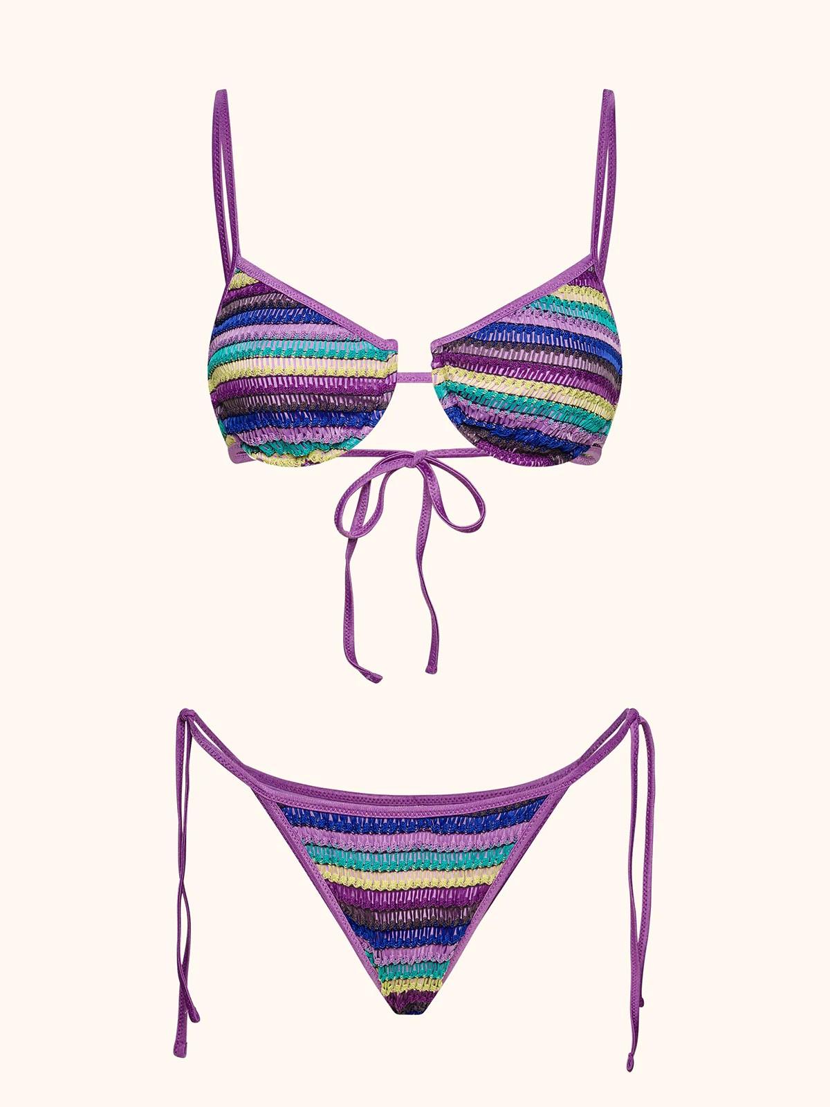 Biki da donna con reggiseno con ferretto e slip regolabili multicolor MF26SW0812 MC ME FUI 