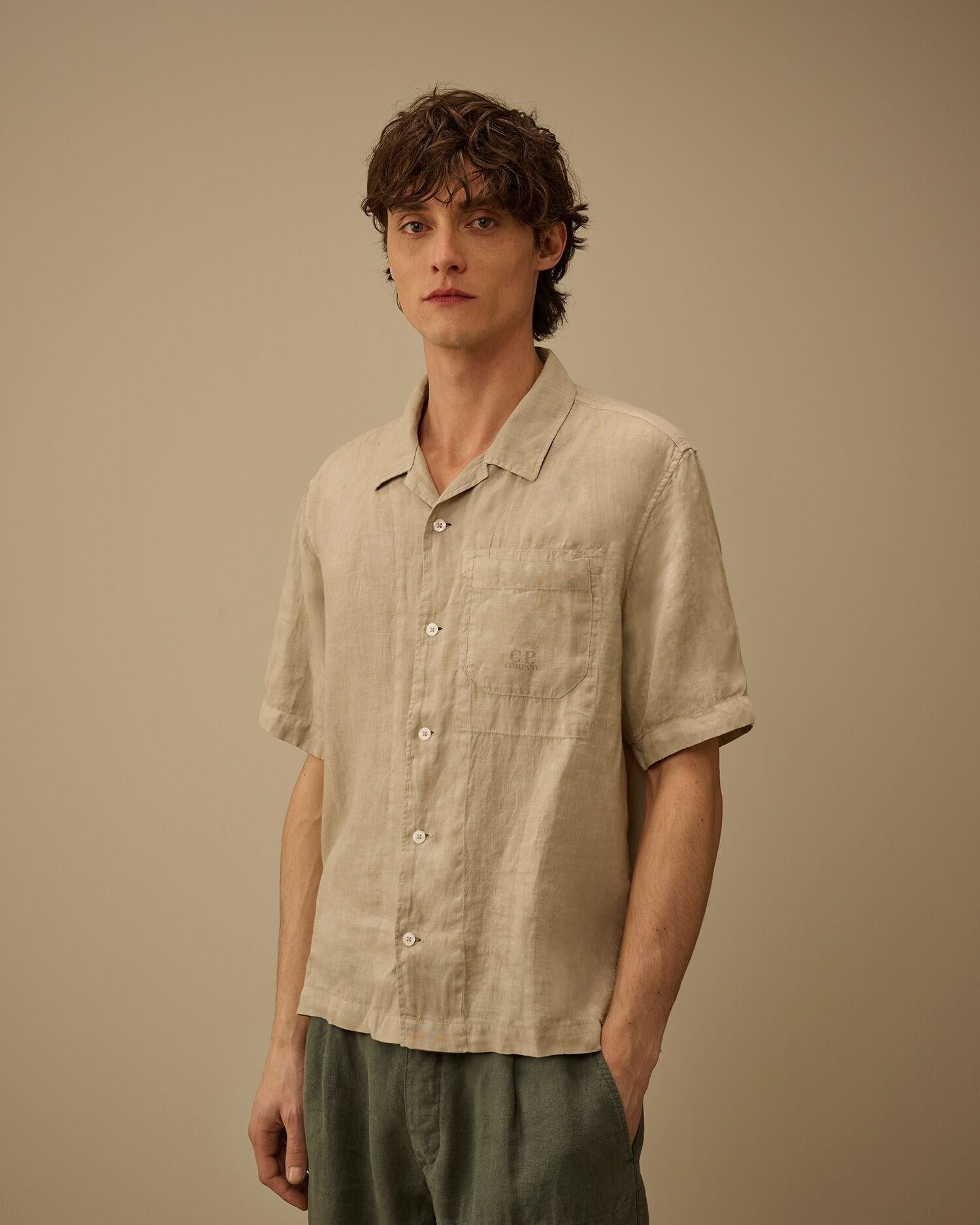 Linen boxy short sleeve button shirt 20CMSH258A 904 C.P. COMPANY 