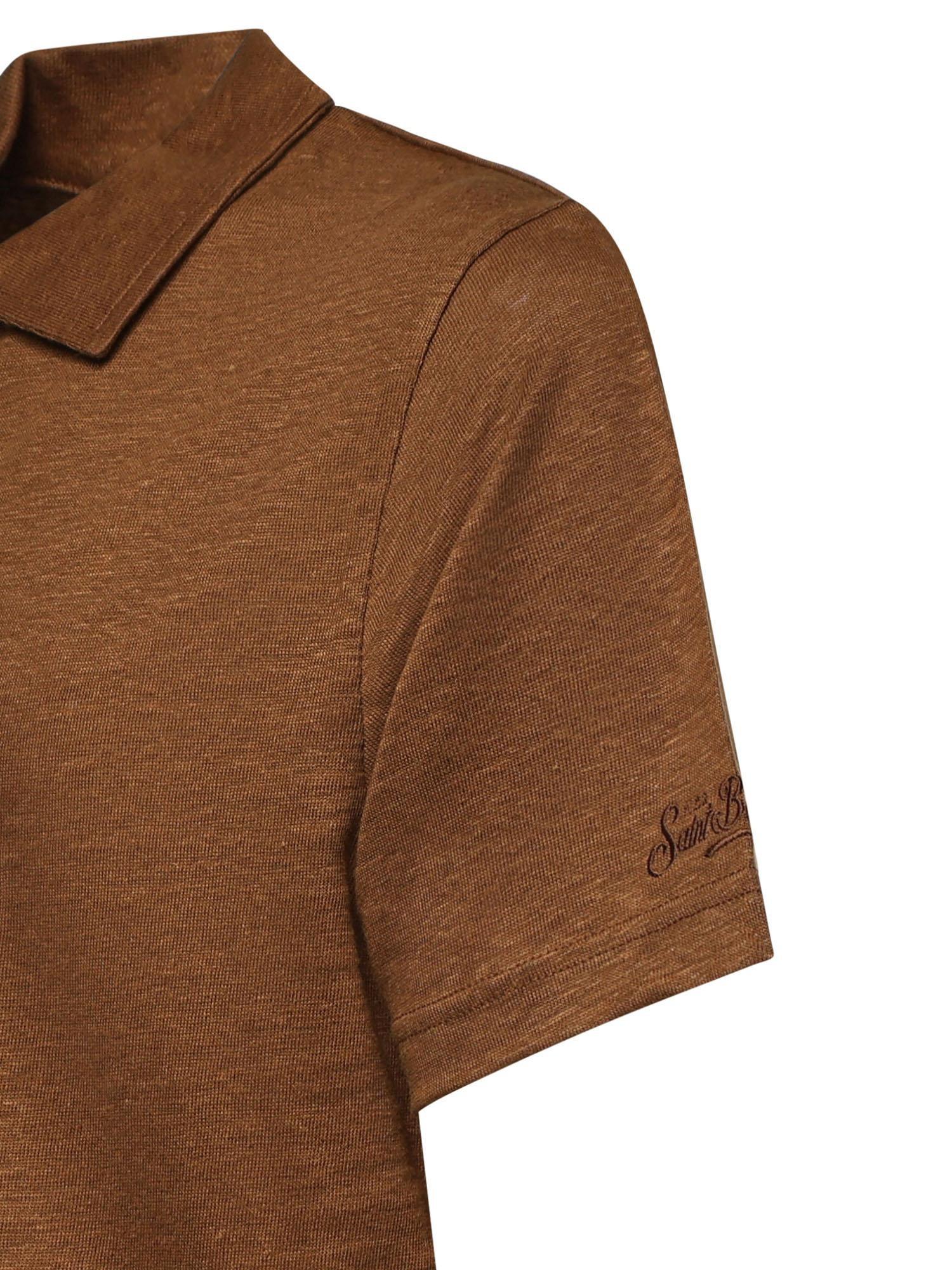 Polo Fraser in puro lino Marrone FRS0001 00141L MC2 SAINT BARTH 