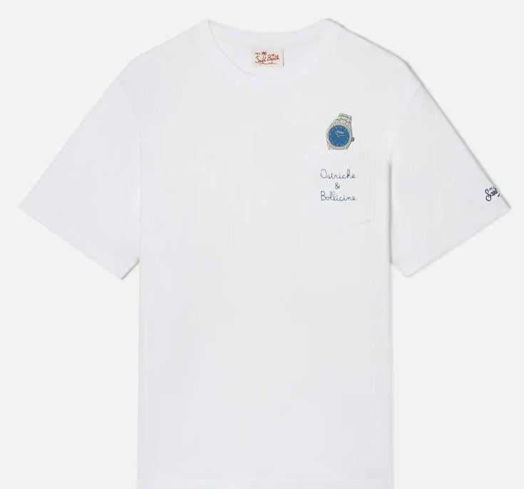 T-shirt Austin bianca con orologio AUS0001 04294L MC2 SAINT BARTH 