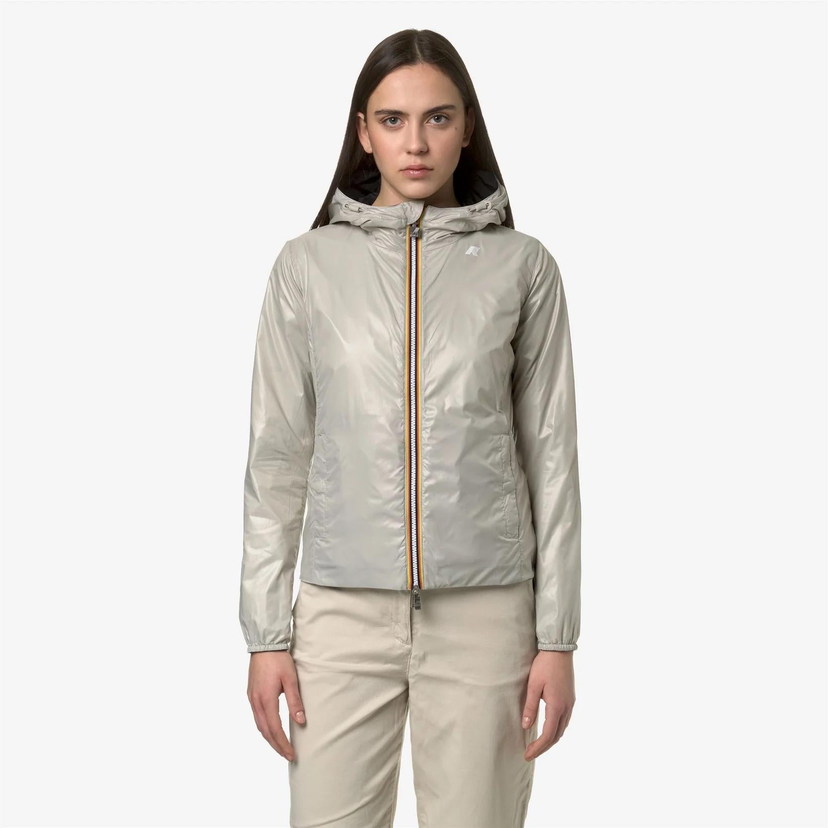 Giacca Corta Lily Plus.2 Reversibile impermeabile donna grigio beige K41317W ALF K-WAY 