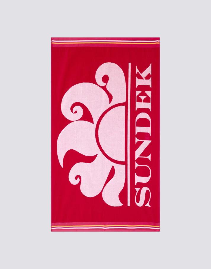 New classic telo mare jacquard con logo rosso AM312ATC1050 A7001 SUNDEK 