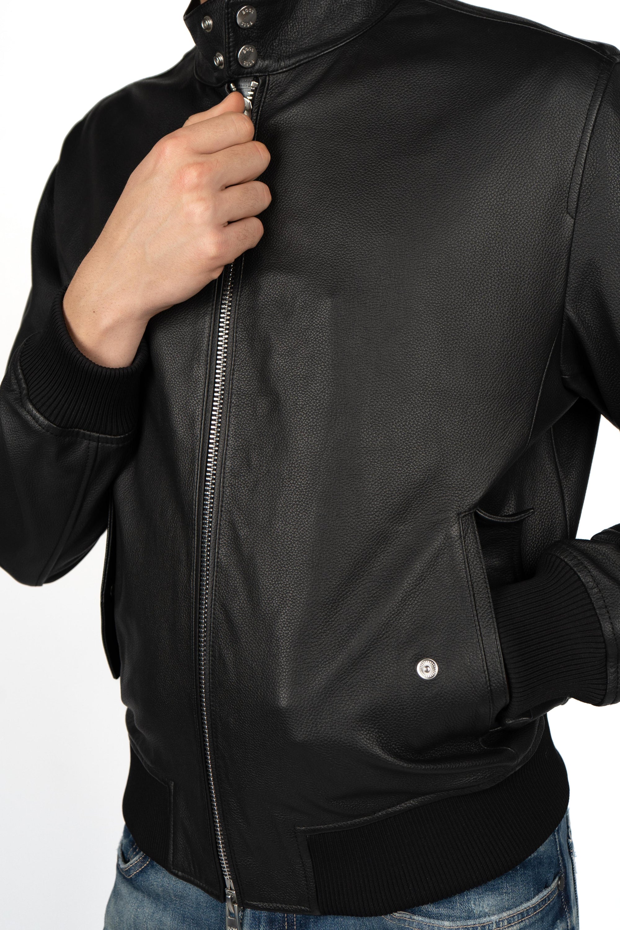 Giacca Biker in pelle 50543899 001 BOSS 