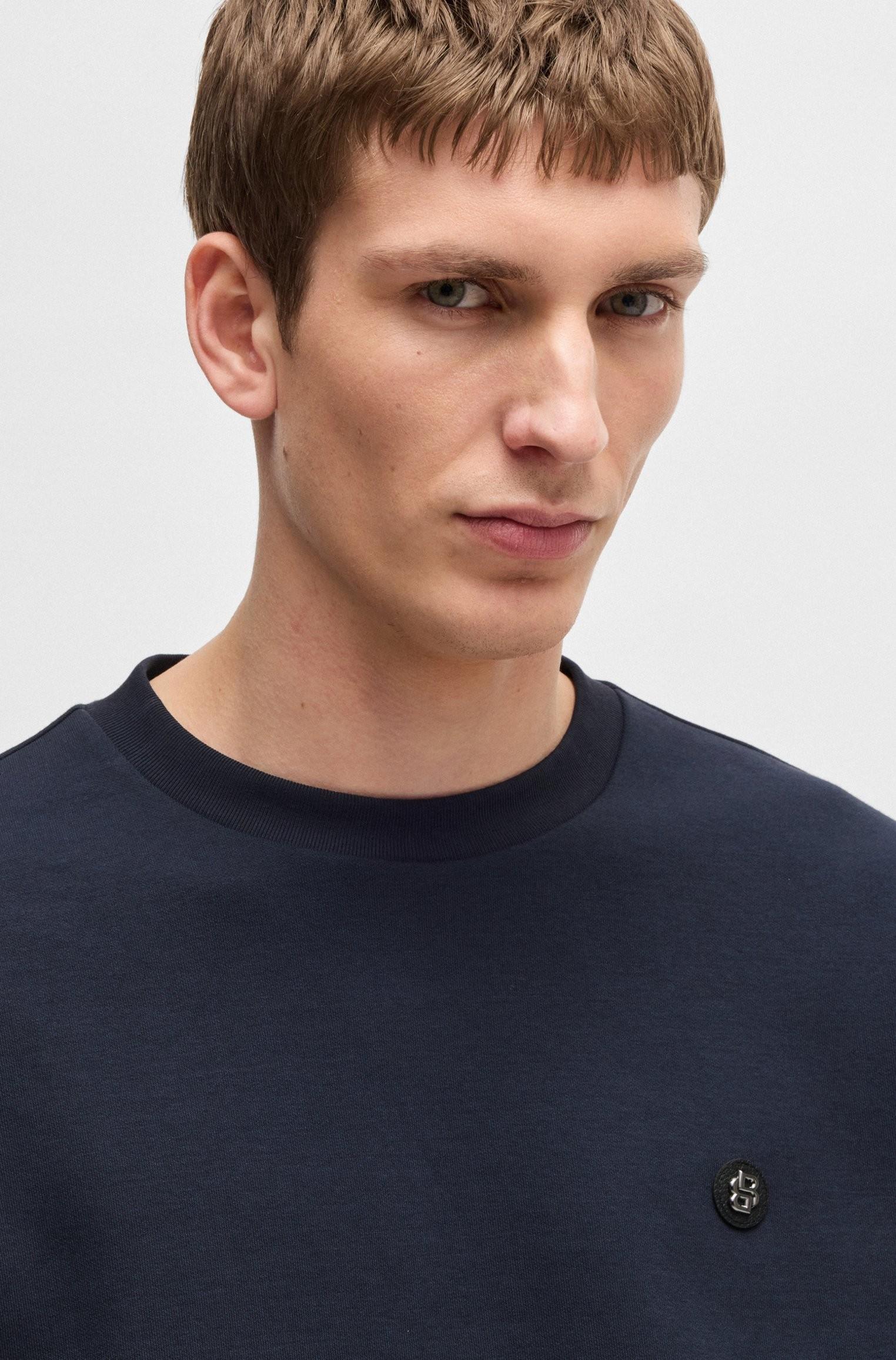 Felpa in misto cotone con monogramma Double B 50520302 404 BOSS 