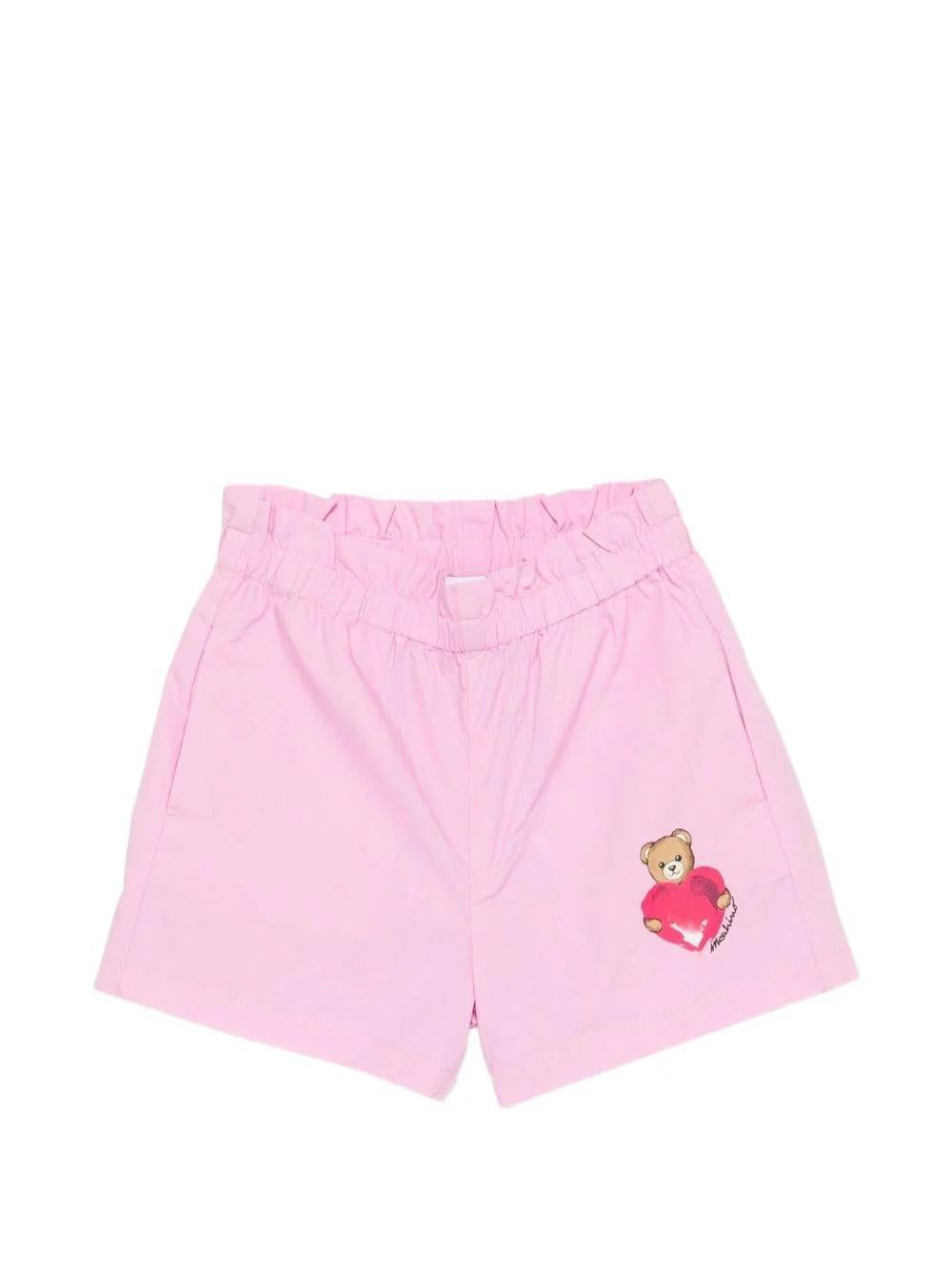 Shorts per neonata con stampa Teddy Bear MDQ00FLLA10 51473 MOSCHINO BABY 