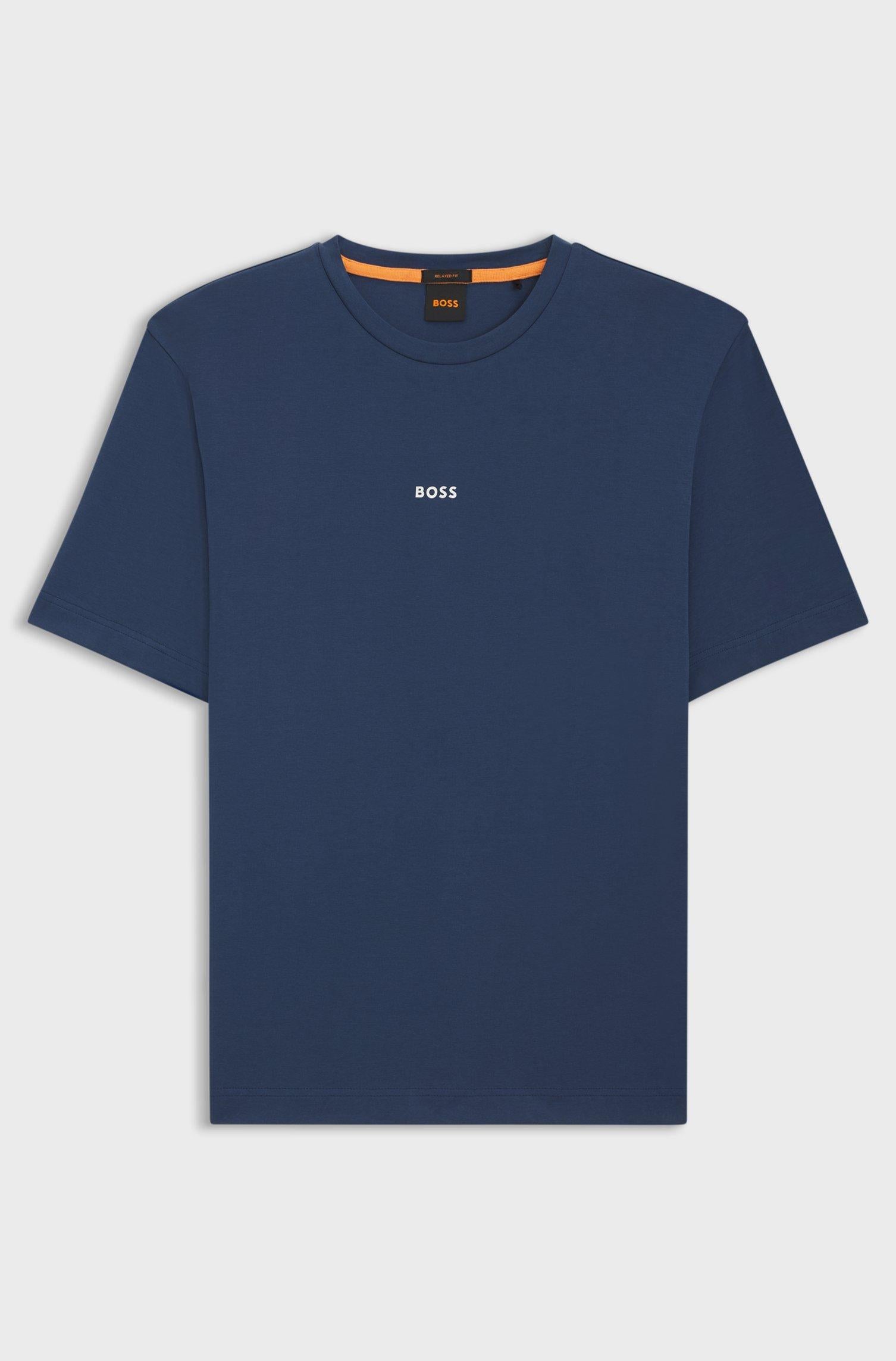 T-shirt relaxed fit in cotone elasticizzato con logo stampato 50473278 466 BOSS 