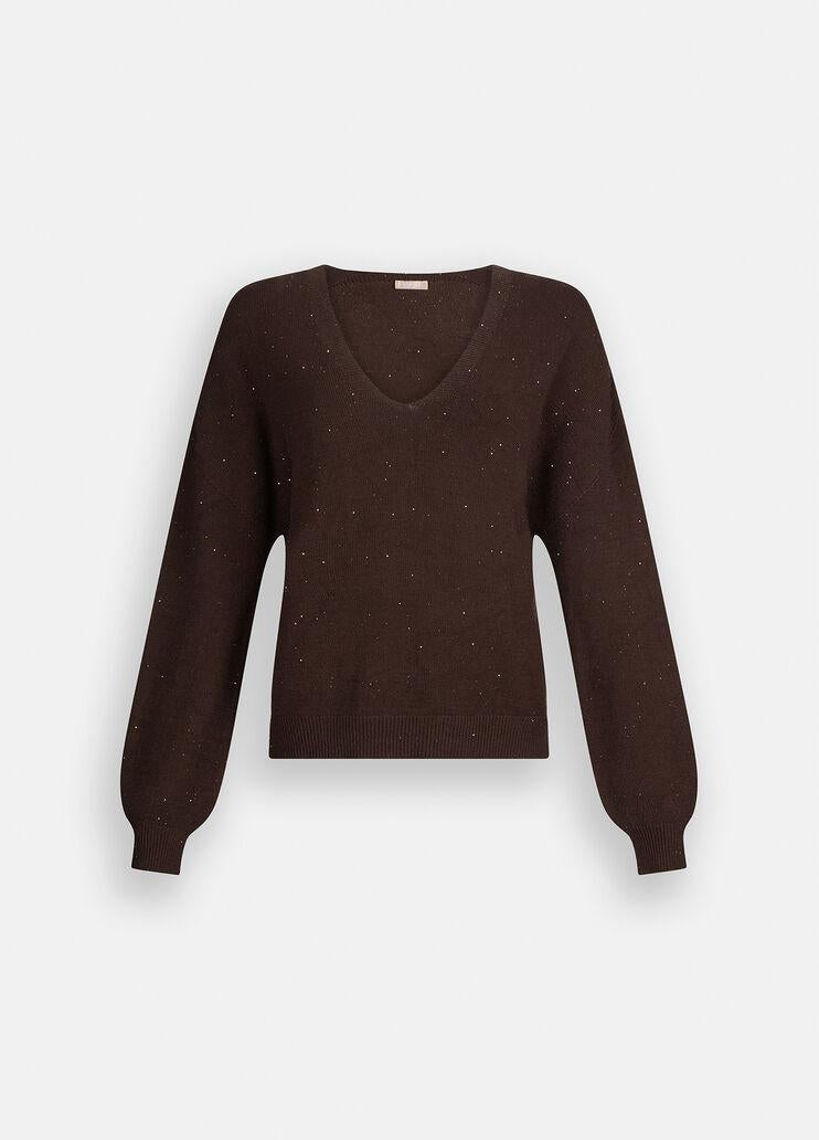 Maglia con micro paillettes MF5233MA27R A4367 LIU JO WHITE2 