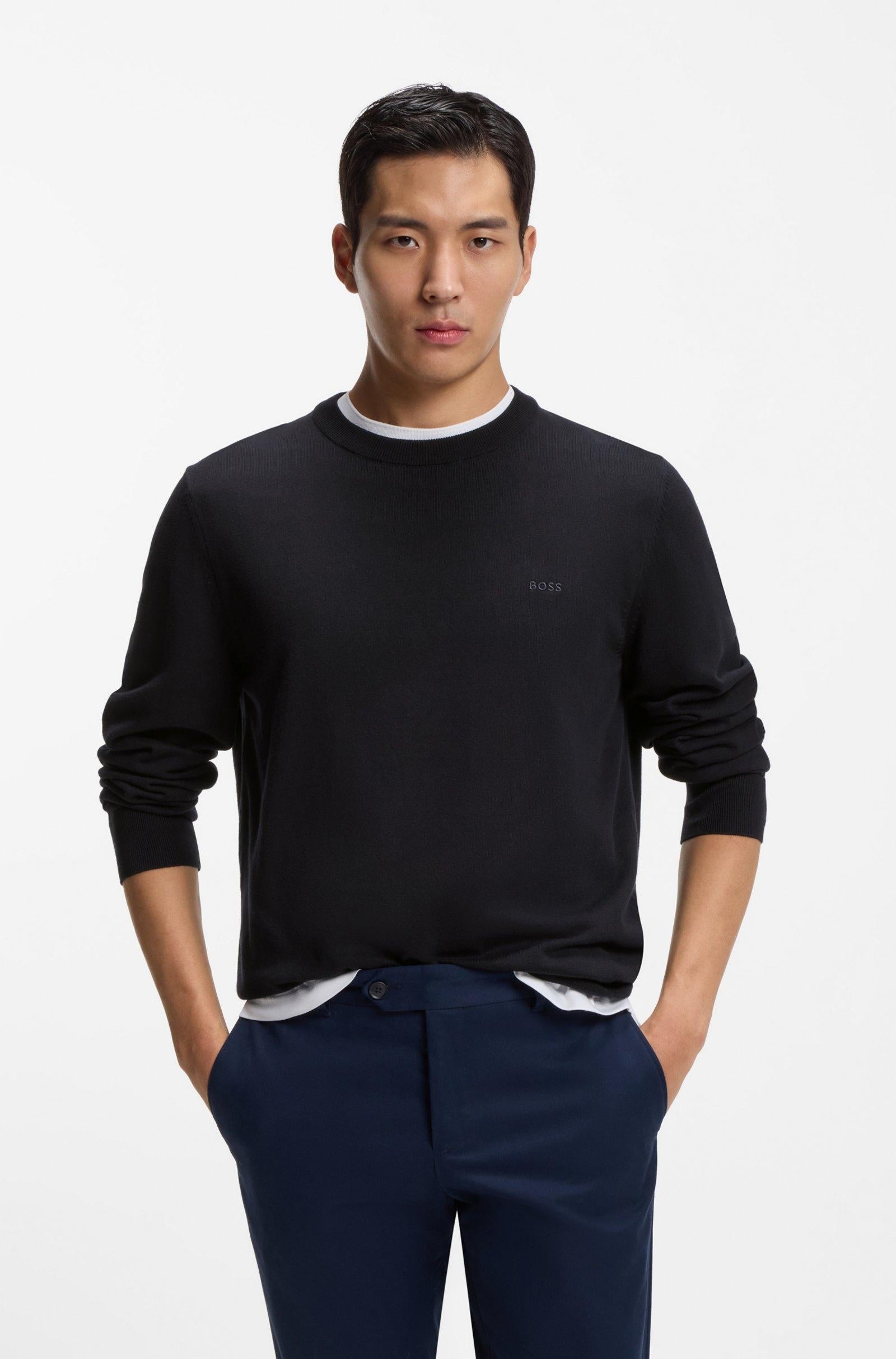 Maglione in cotone con logo ricamato 50556630 404 BOSS 