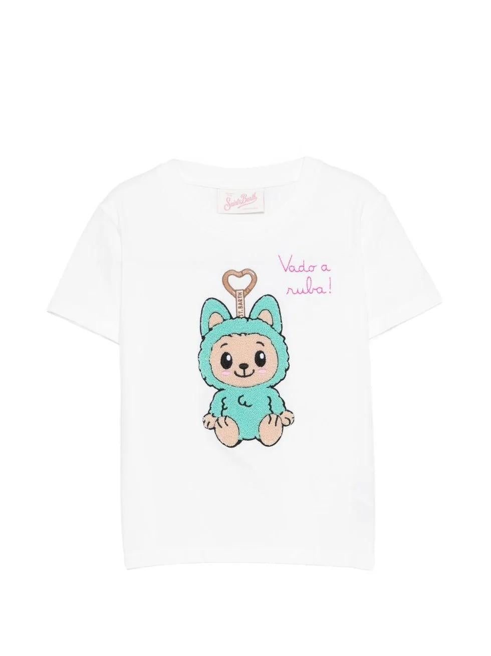 T-shirt bianca con ricamo labubu ELLY001 02132L MC2 SAINT BARTH 