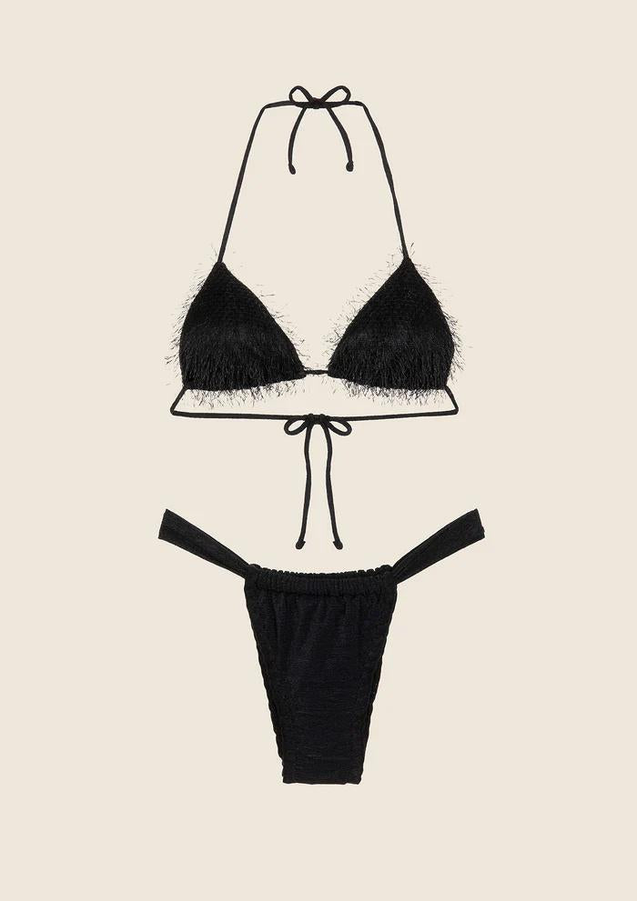 Bikini Triangolo con Slip Brasiliano Fisso Nero 1121 BK F**K 