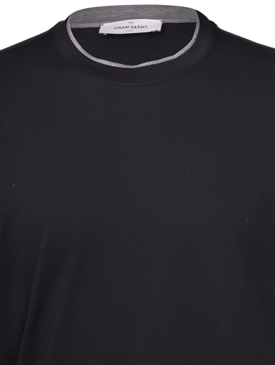 T-shirt con profili nero 60123/73710 099 GRAN SASSO 