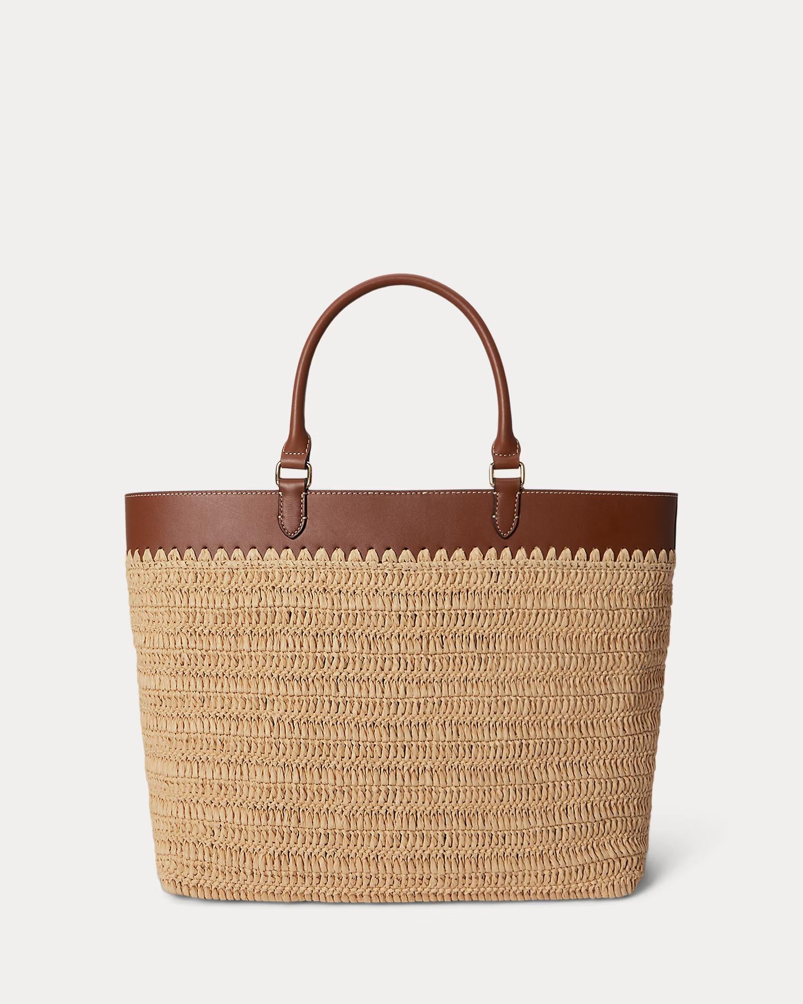Tote Kyla grande in paglia e pelle 431982183 001 LAUREN ACCESSORIES 