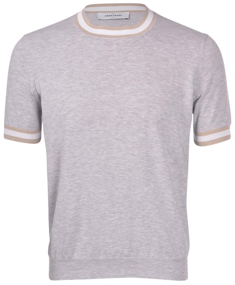 T-shirt in maglia con dettagli grigio beige bianco 57135/20671 052 GRAN SASSO 