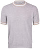 T-shirt in maglia con dettagli grigio beige bianco