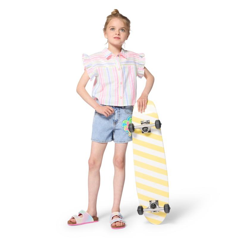Striped Shirt With Ruffled Sleeves U22108 Z41 BILLIEBLUSH 