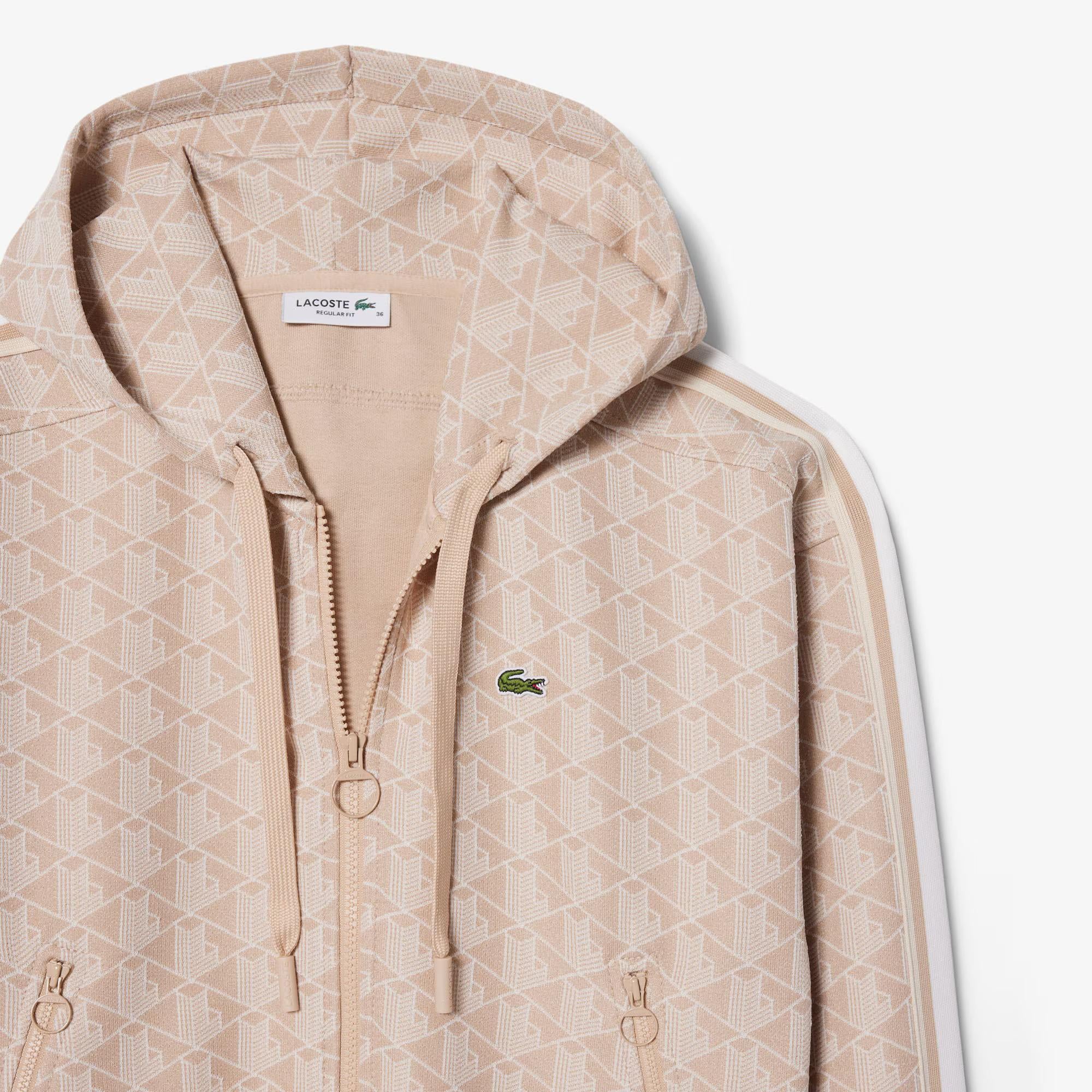 Felpa con cappuccio in jacquard con monogramma SF7606 8GI LACOSTE 