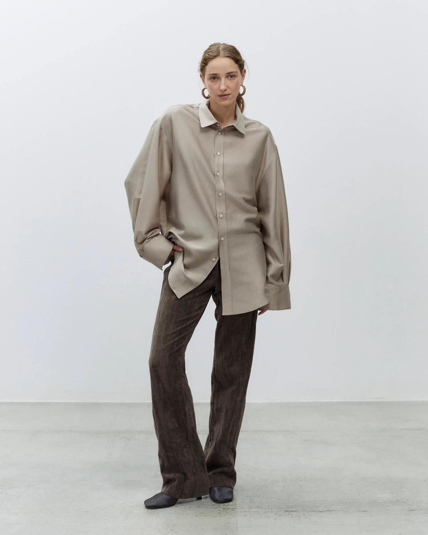 Camicia seta oversize 165242 MD ALYSI CHOCOLAT 