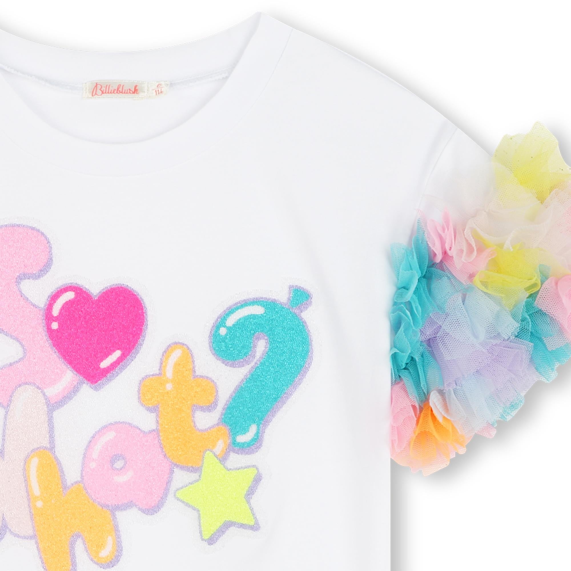 T-shirt con rouches in tulle U20927 10P BILLIEBLUSH 