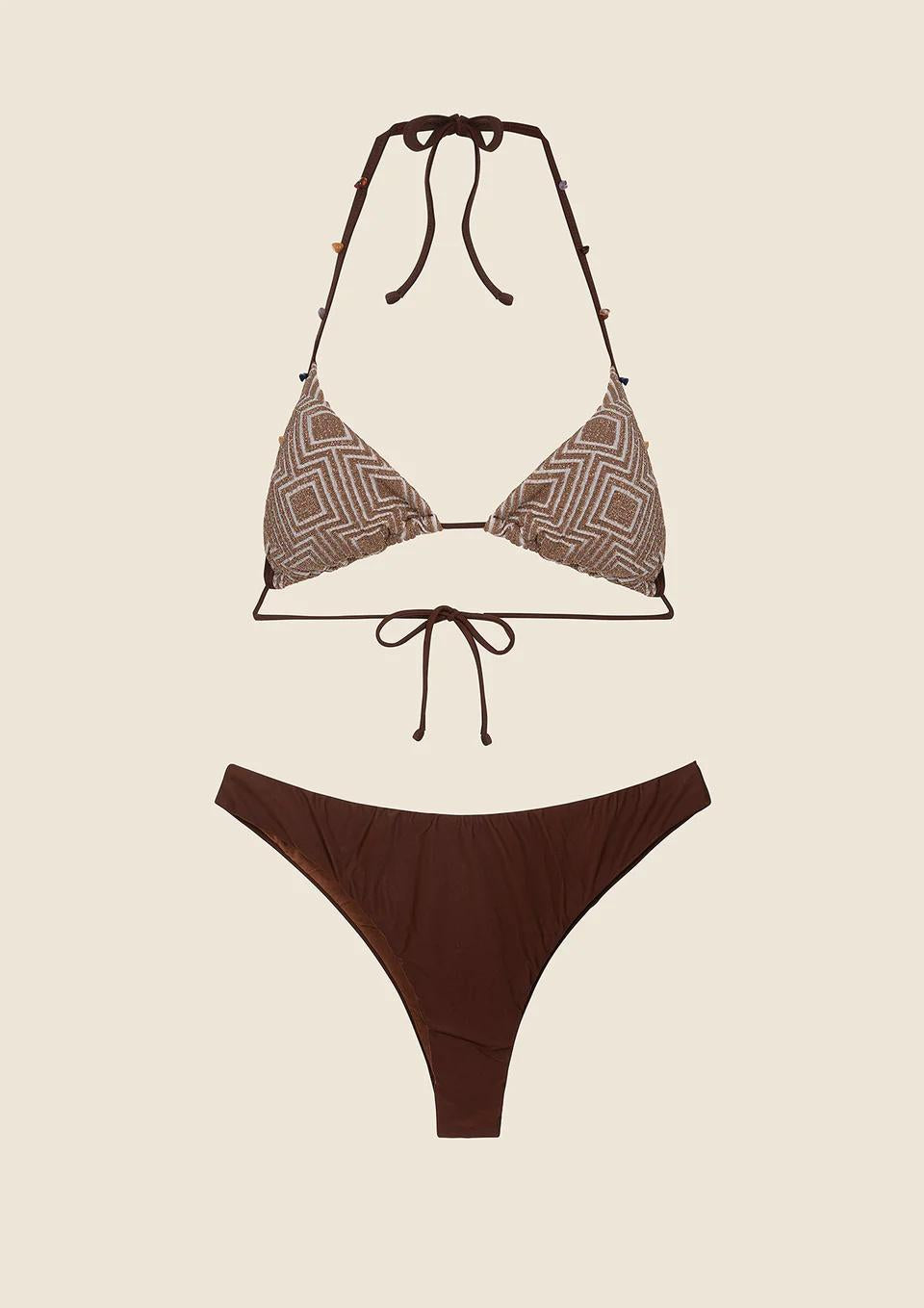 Bikini Donna Triangolo con Slip Fisso Marrone MF250310 BN ME FUI 
