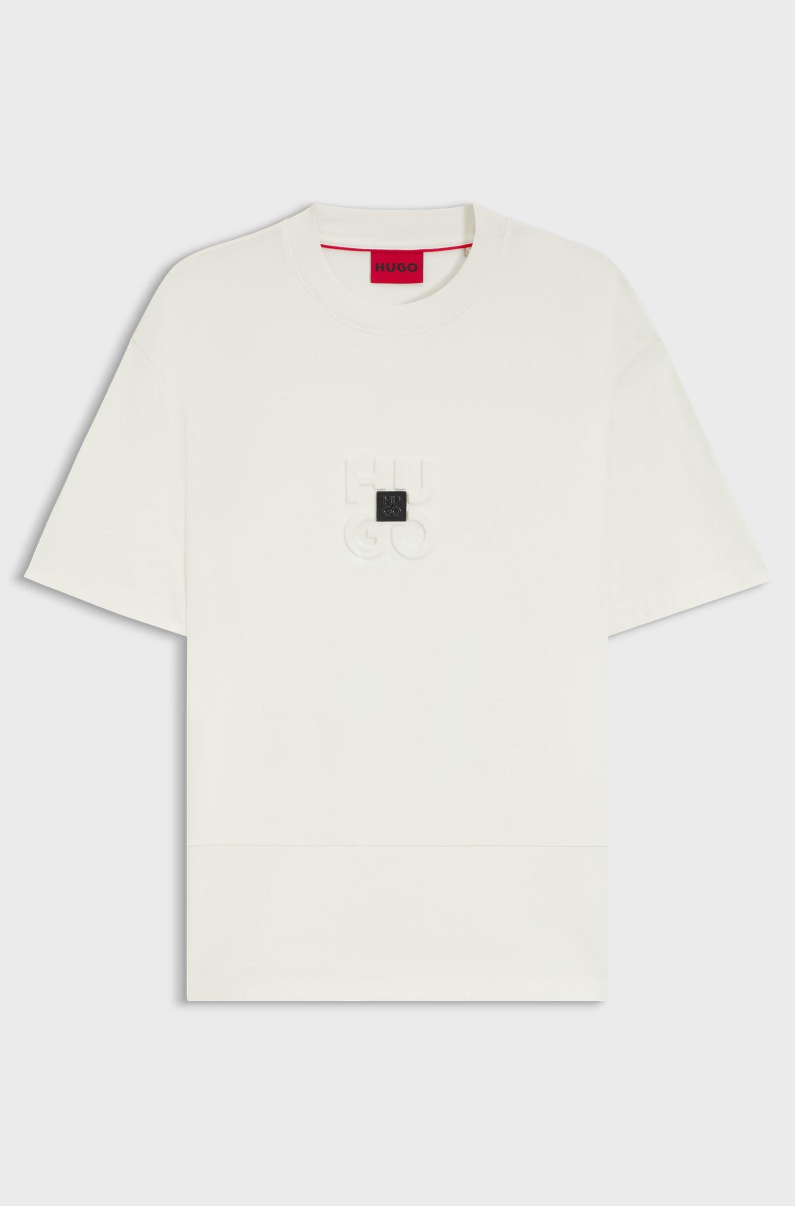 T-shirt in cotone intrecciato con loghi scomposti 50535499 102 HUGO 