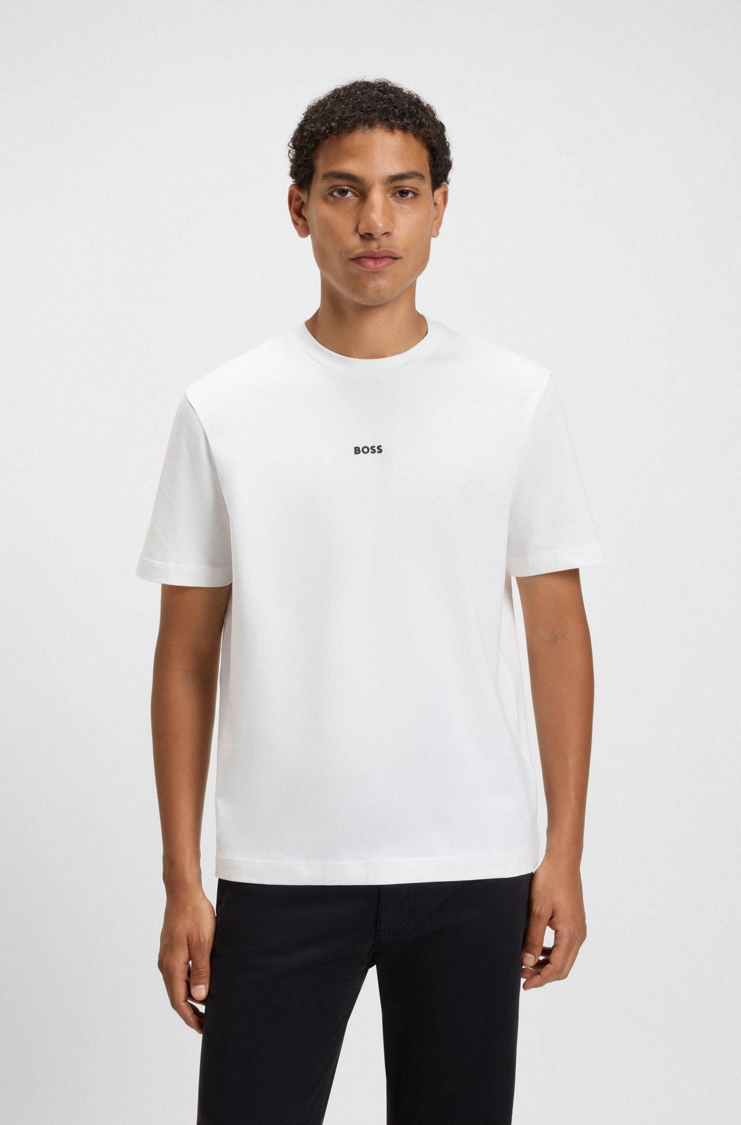 T-shirt relaxed fit in cotone elasticizzato con logo stampato 50473278 100 BOSS 