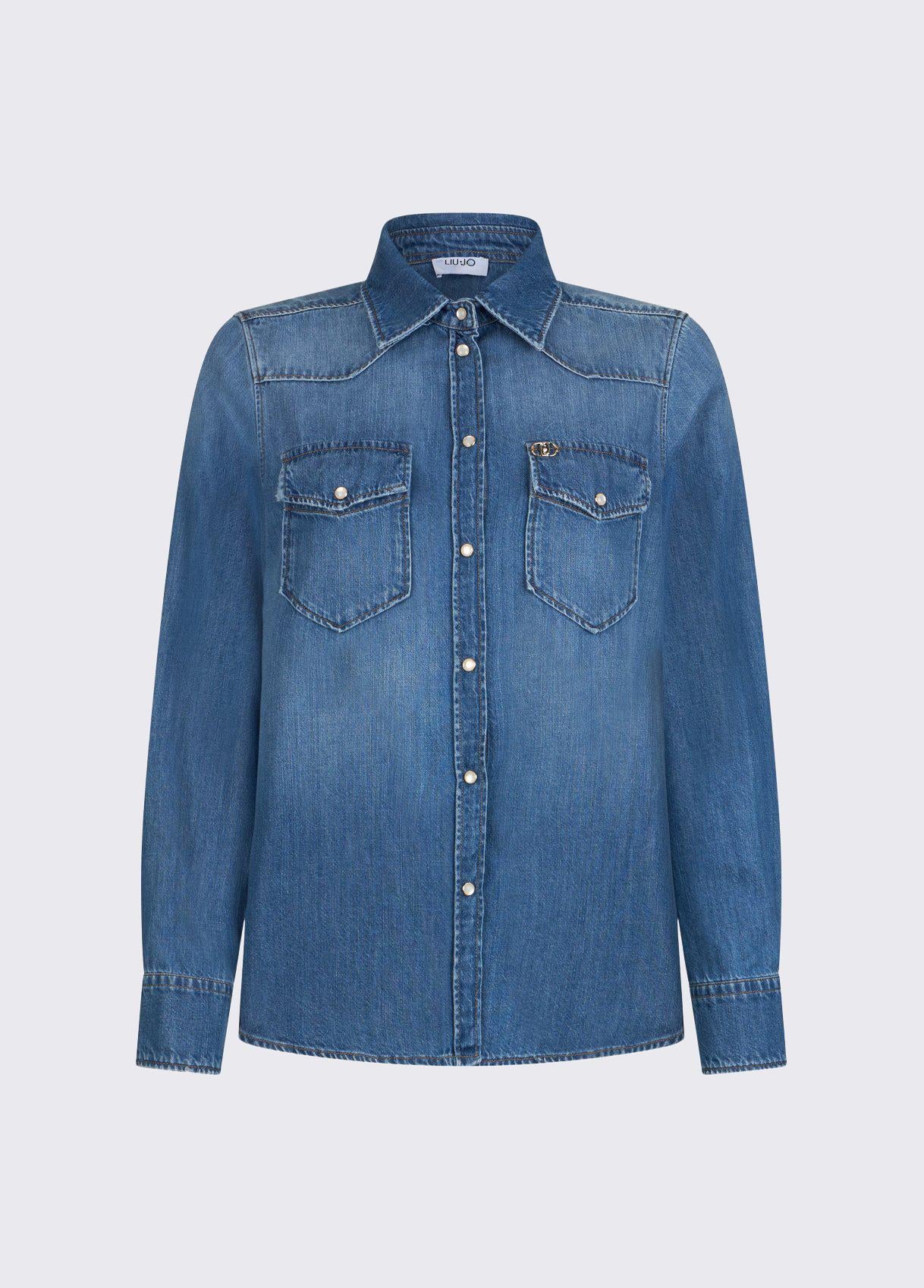 Camicia in denim UA6339D4851 79053 LIU JO BLUE DENIM 