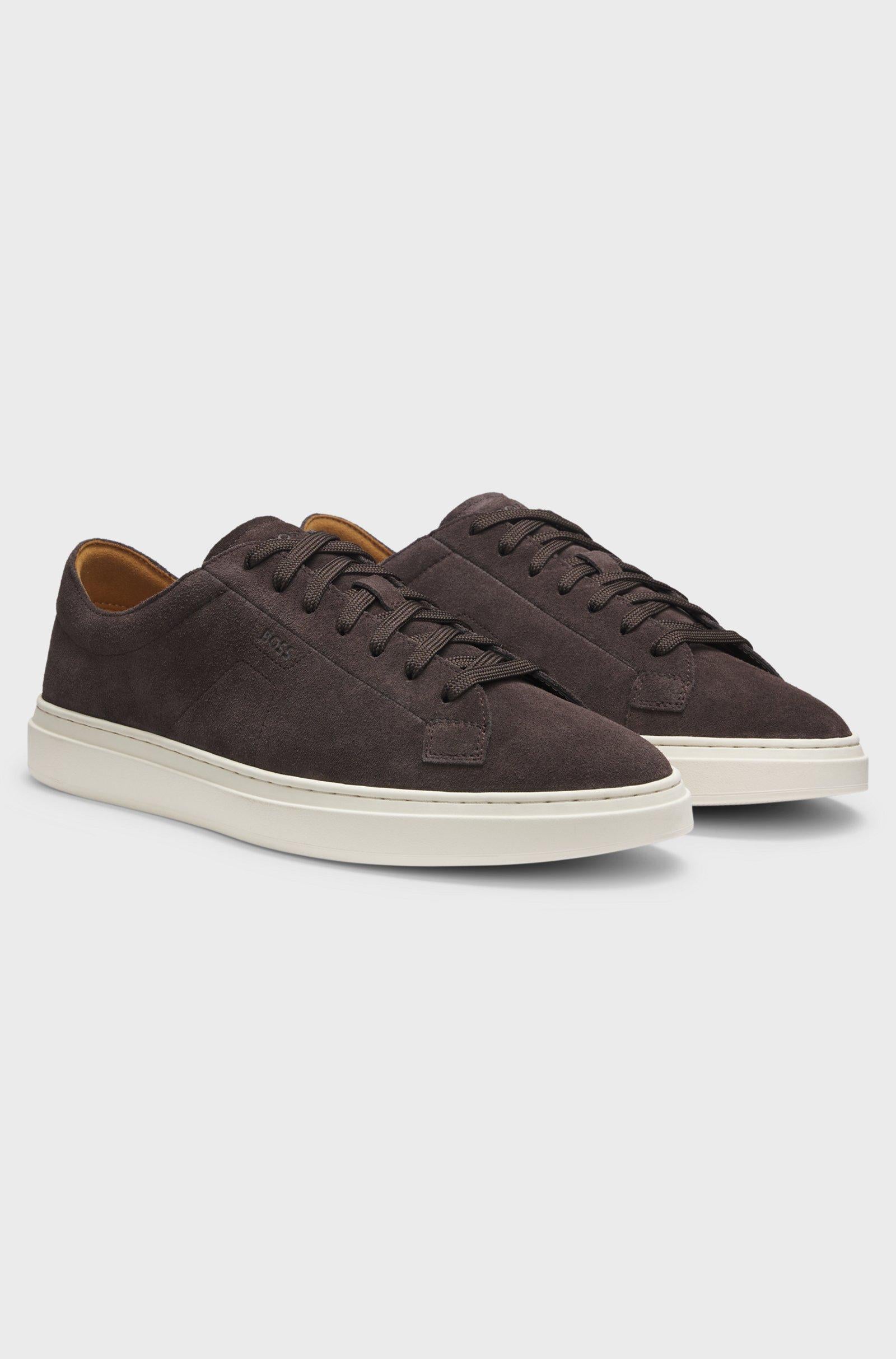 Sneakers in pelle scamosciata con logo goffrato 50563162 201 BOSS SHOES 