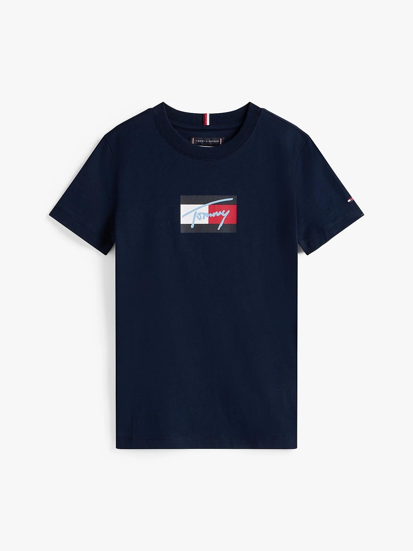 T-shirt con logo firma KB0KB09725J C1G TOMMY HILFIGER 