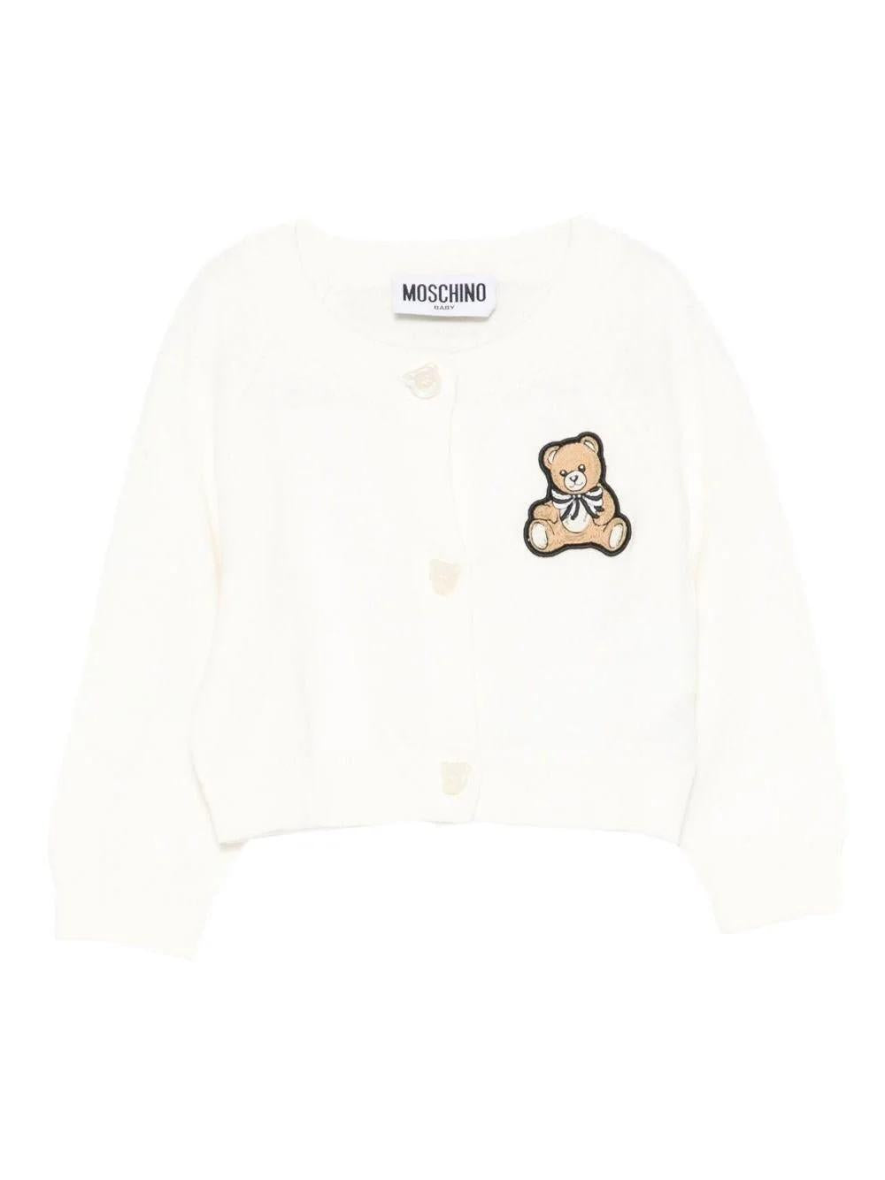 Cardigan per neonata con applicazione Teddy Bear MDW015LHE66 10063 MOSCHINO BABY 