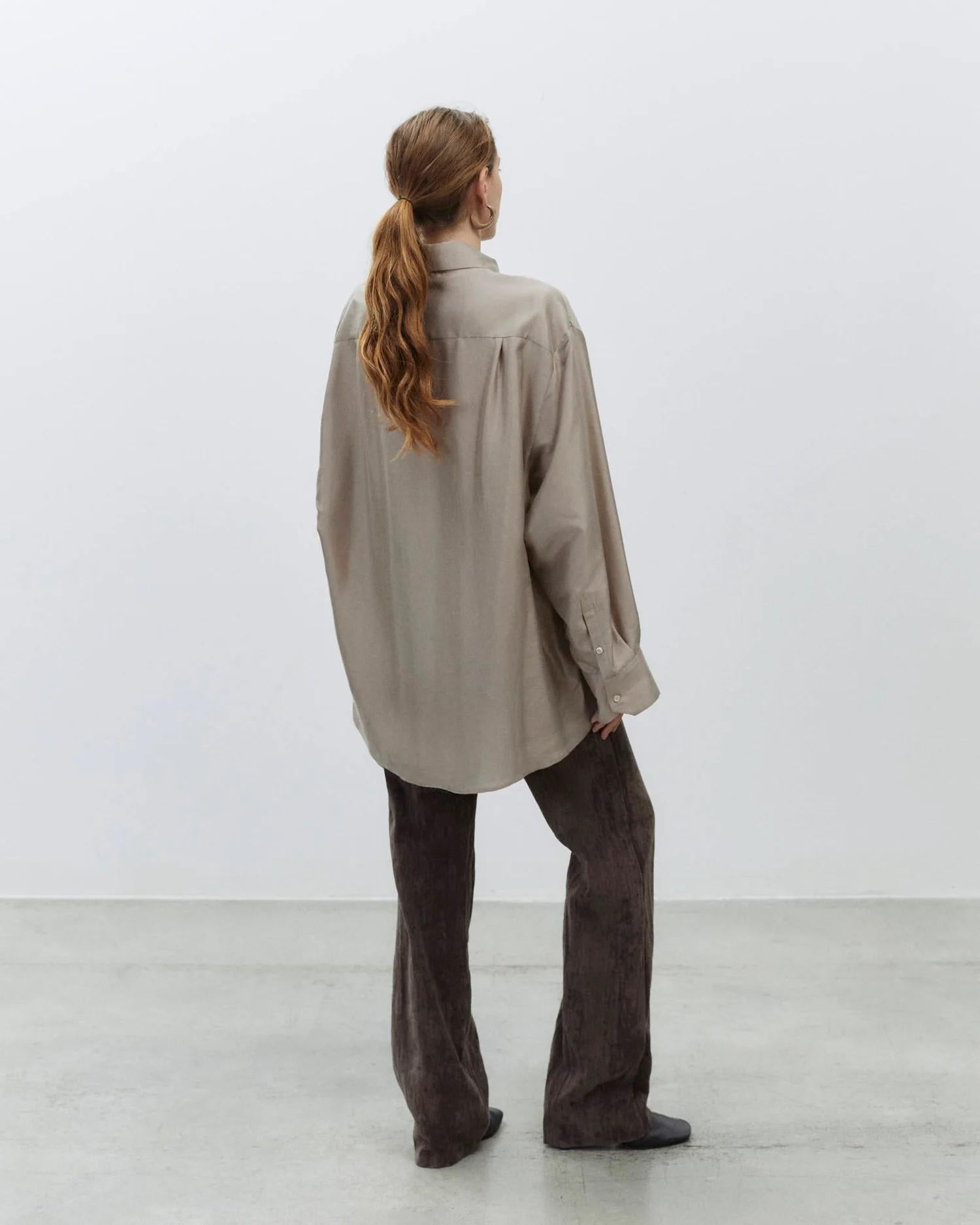 Camicia seta oversize 165242 MD ALYSI CHOCOLAT 