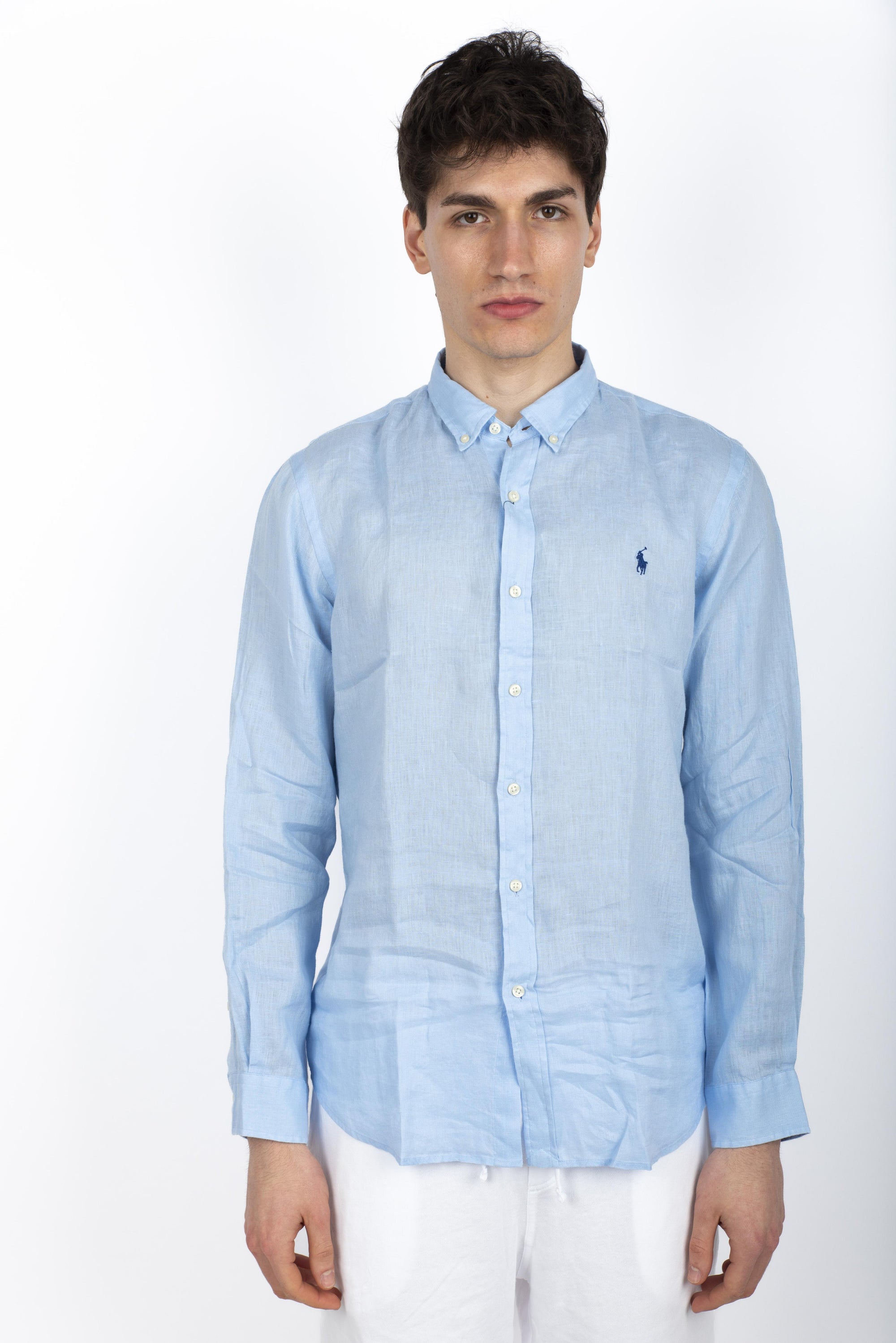 Camicia in lino Slim Fit blu ufficio 710968915 008 POLO RALPH LAUREN 