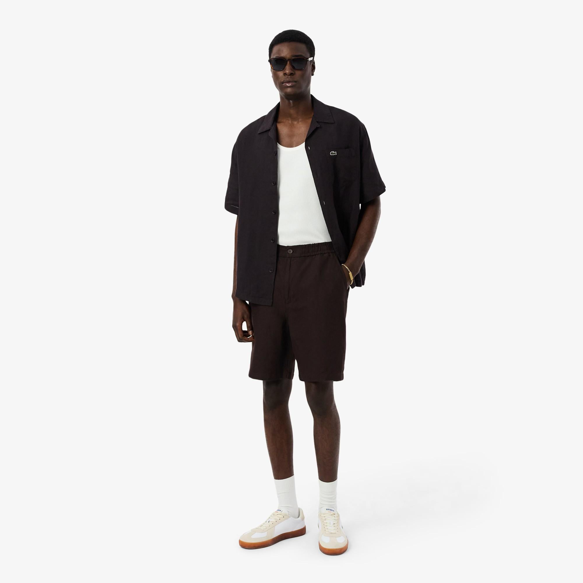 Shorts regular fit in twill di misto lino GH2628 3LA LACOSTE 