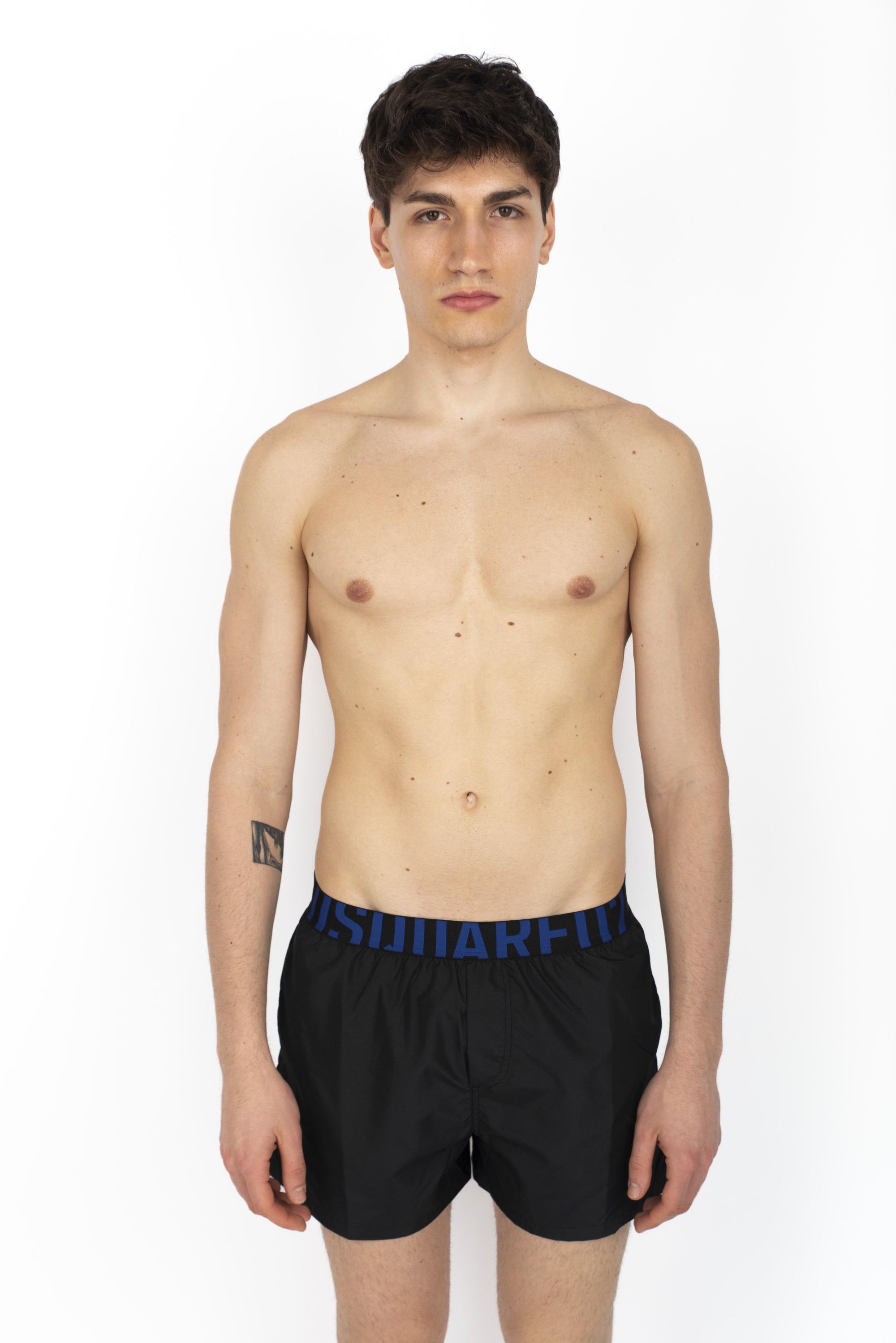 Swim boxer midi nero con waist logo blu D7B646040 016 DSQUARED BEACHWEAR 