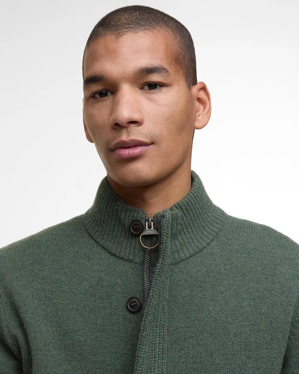 Maglione con zip Patch MKN0731 OL51 BARBOUR 
