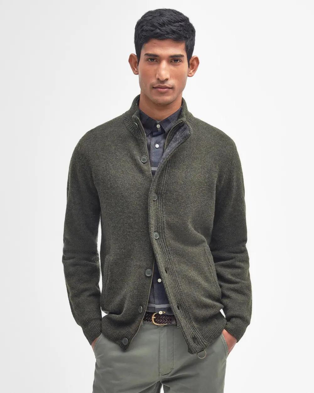 Maglione con zip Patch MKN0731 GN73 BARBOUR 