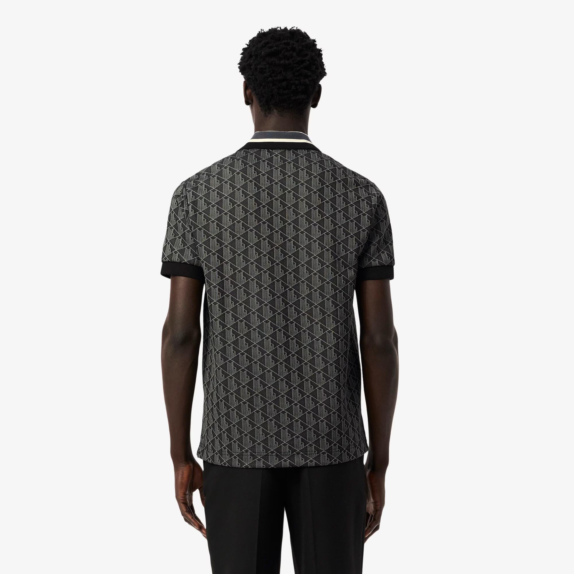 Polo in jacquard con monogramma DH1417 4PC LACOSTE 