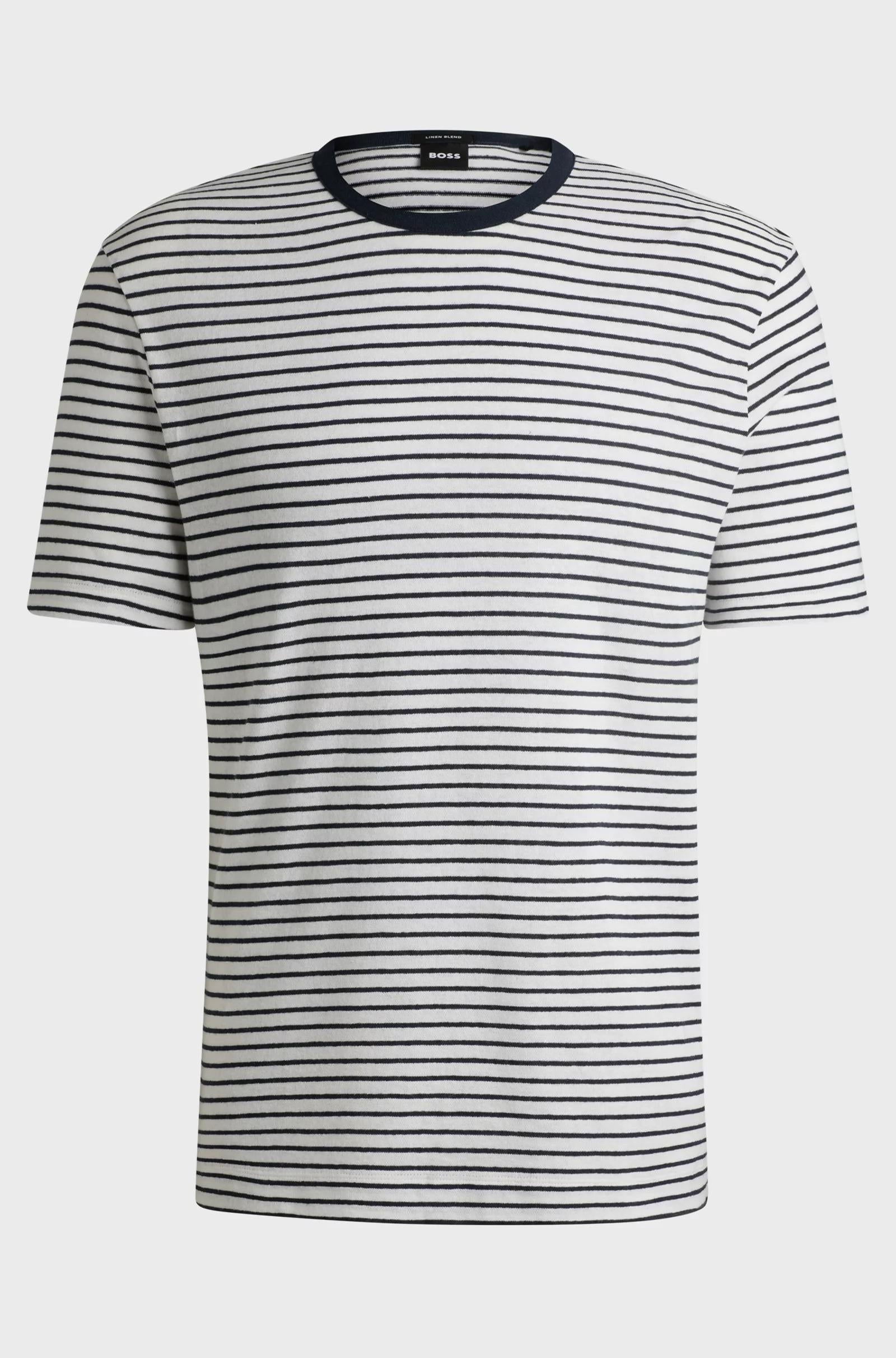 T-shirt regular fit in cotone e lino 50537498 405 BOSS 
