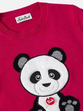 Girocollo Princess in misto cashmere con patch panda Trudi PRC0001 01984I MC2 SAINT BARTH 
