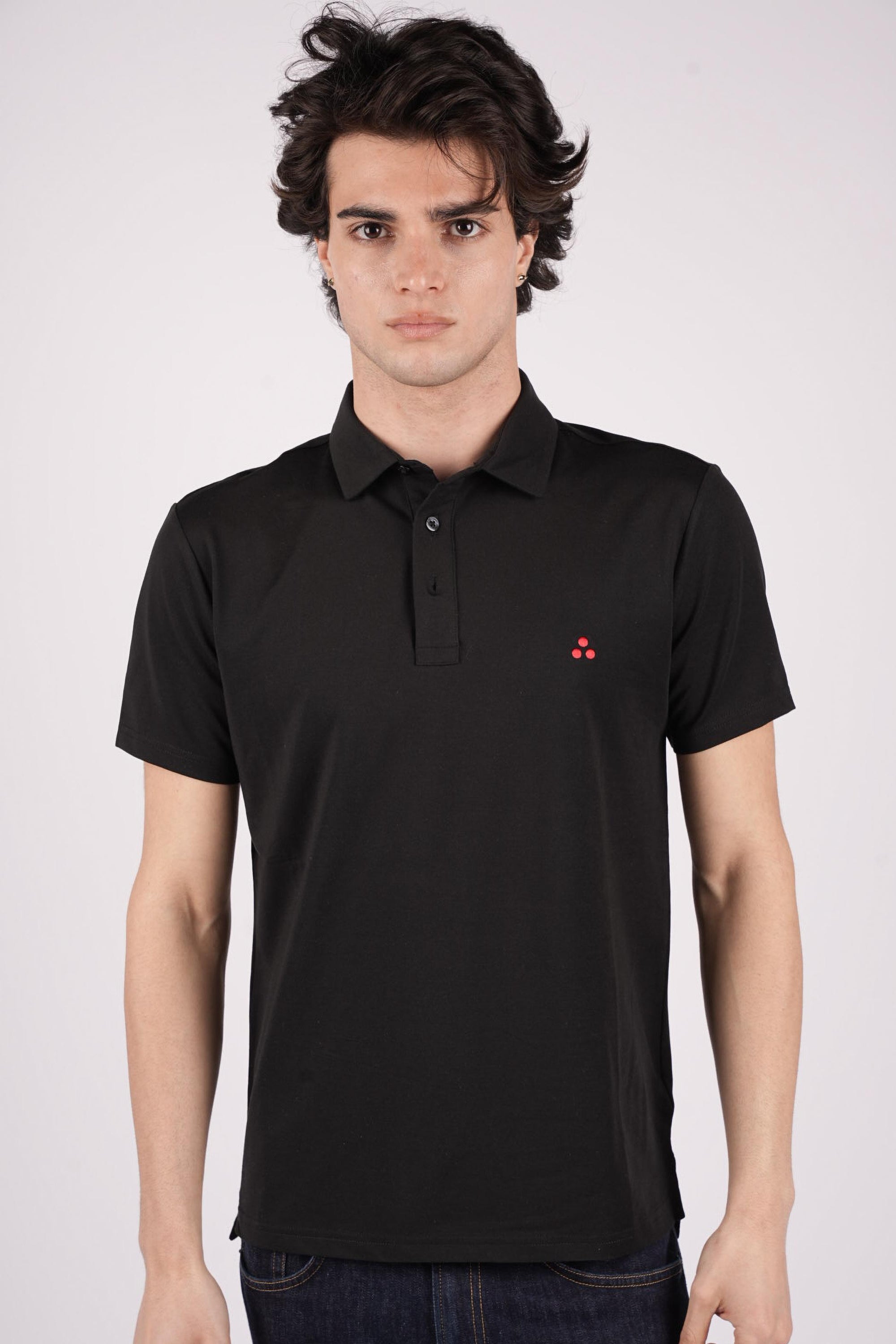 Polo in piqué misto seta mezzola 02 PEU5471 NER PEUTEREY 