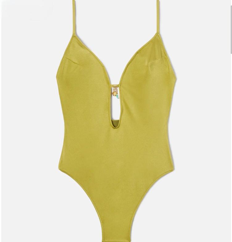 Costume intero Crunchy glossy finish verde pistacchio con charms CRC0001 01204L MC2 SAINT BARTH 