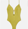 One-piece swimsuit Crunchy glossy finish pistachio green with charms