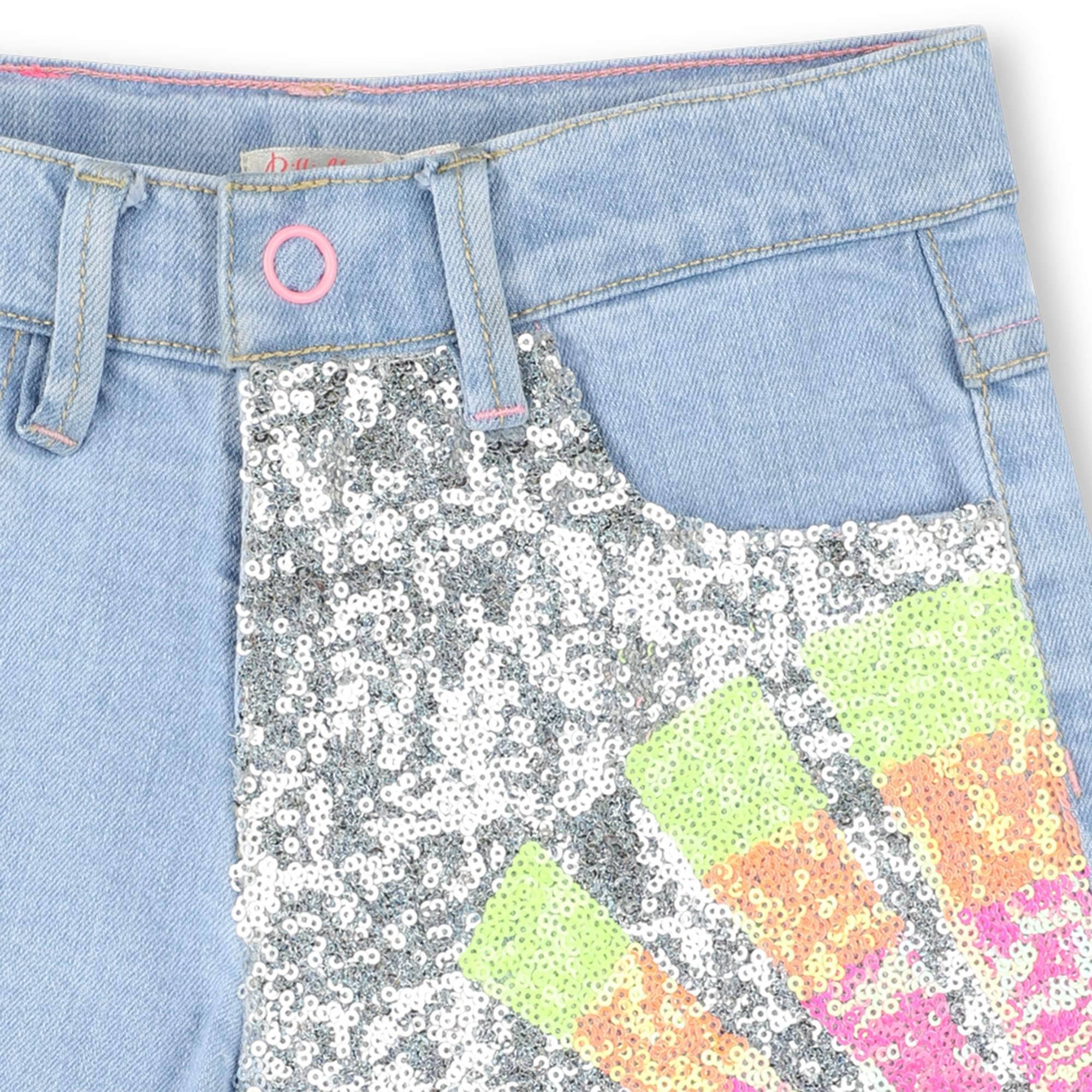 Shorts in denim con paillettes U20890 Z18 BILLIEBLUSH 
