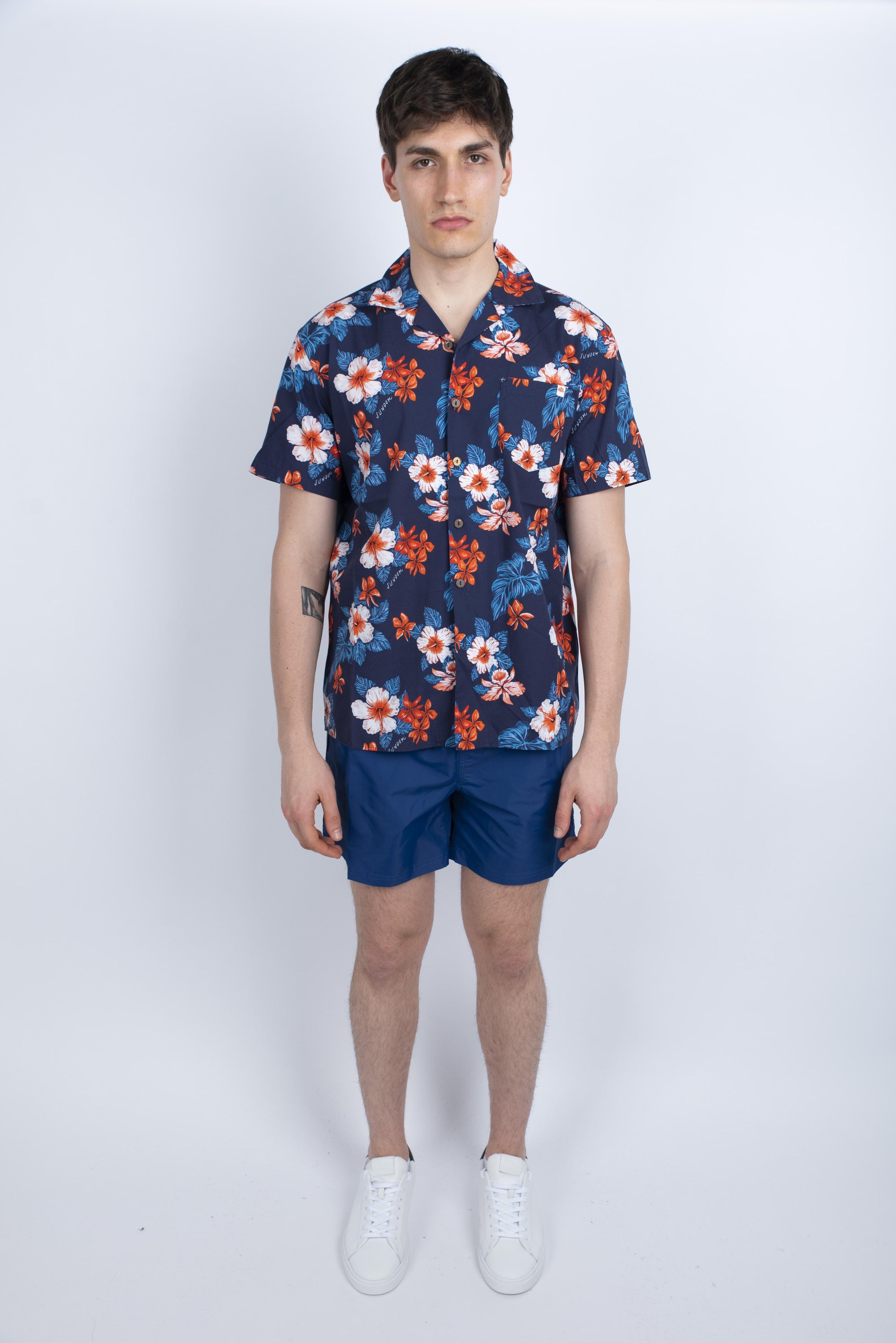 Camicia modello Bowling con stampa navy M817SHPI800 0078B SUNDEK 