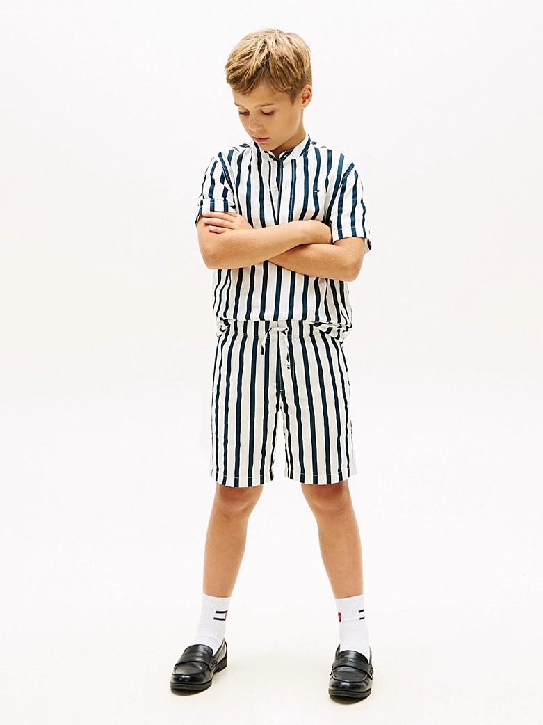 Shorts relaxed fit in misto lino a righe KB0KB10240T C1G TOMMY HILFIGER 
