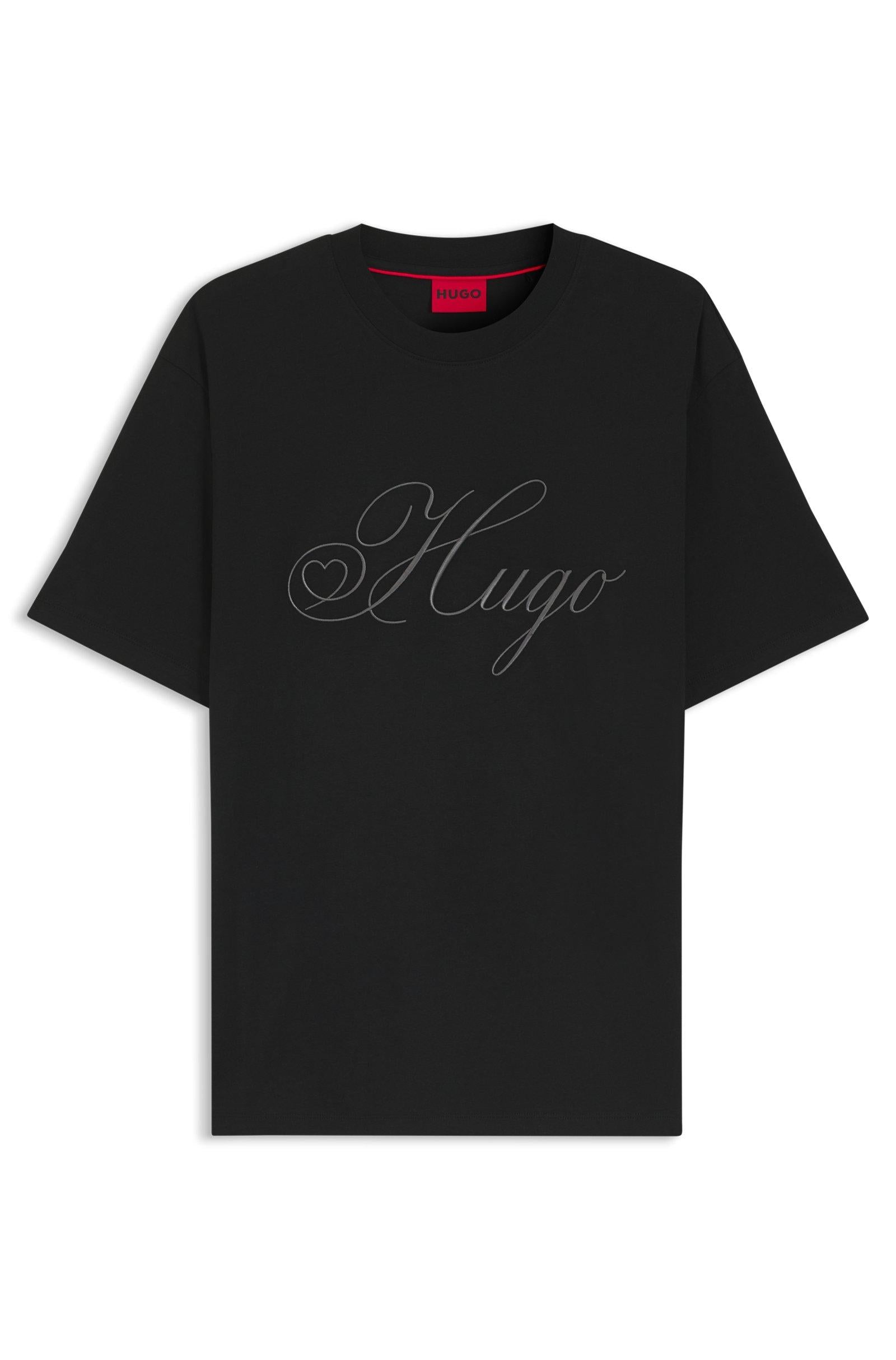 T-shirt in jersey di cotone con logo ricamato 50557058 001 HUGO 