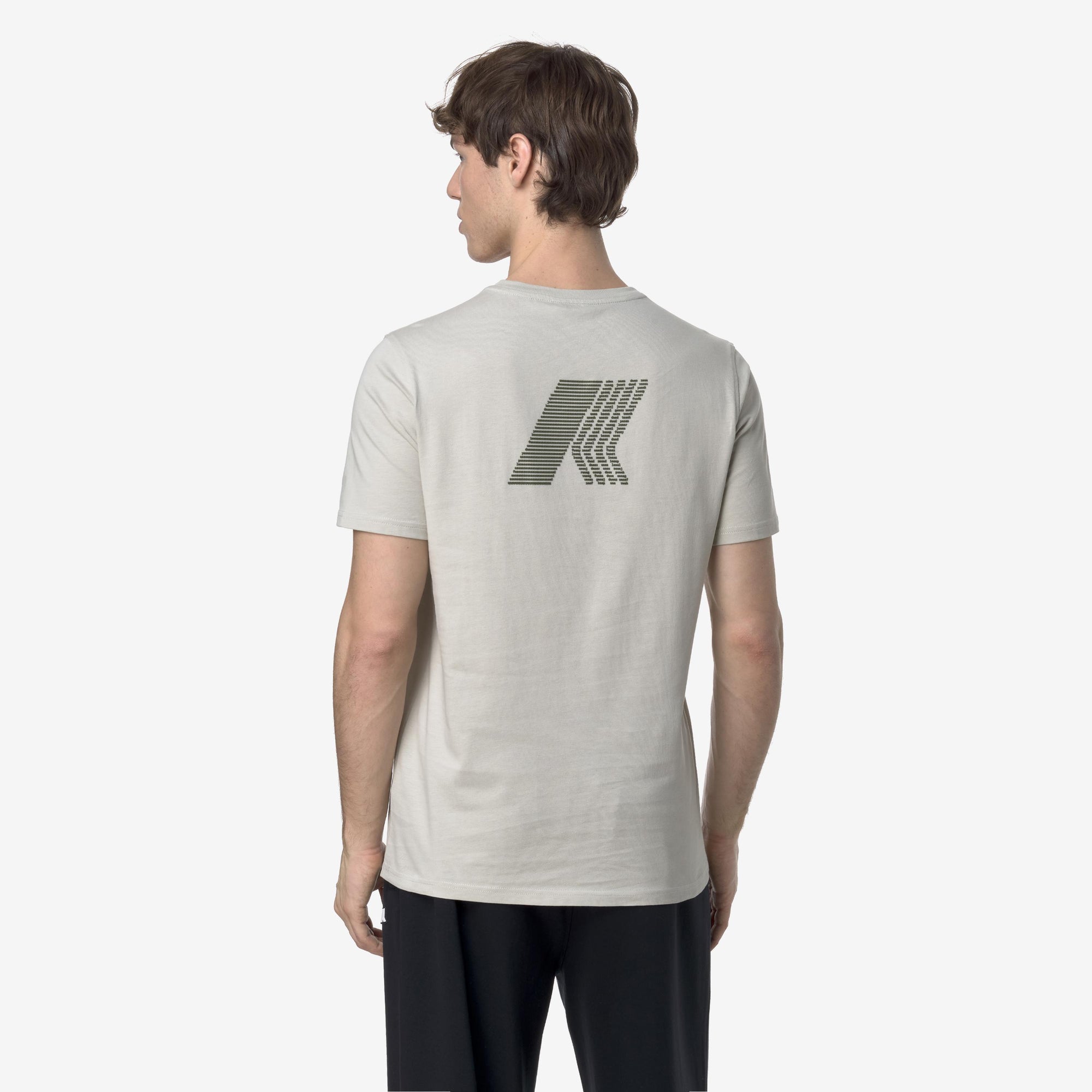 T-shirt casual da uomo in cotone beige con stampa grafica K3138LW 634 K-WAY 