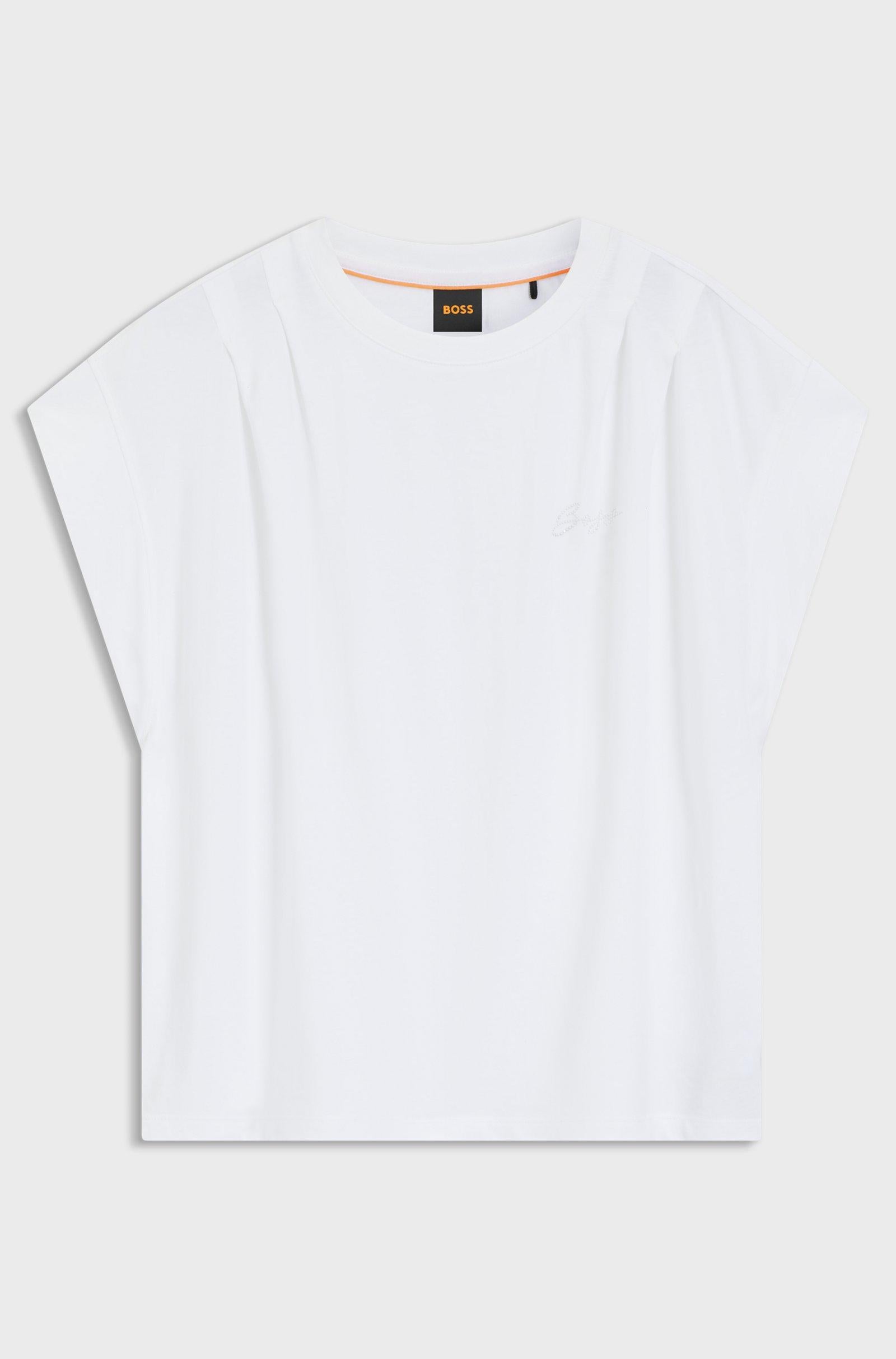 T-shirt con logo scritto a mano in jersey di cotone 50547799 100 BOSS 